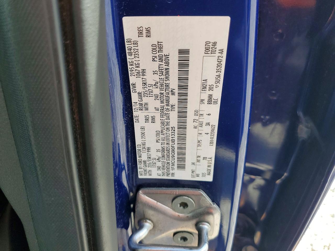 2015 Ford Escape Se Blue vin: 1FMCU9G90FUB13325