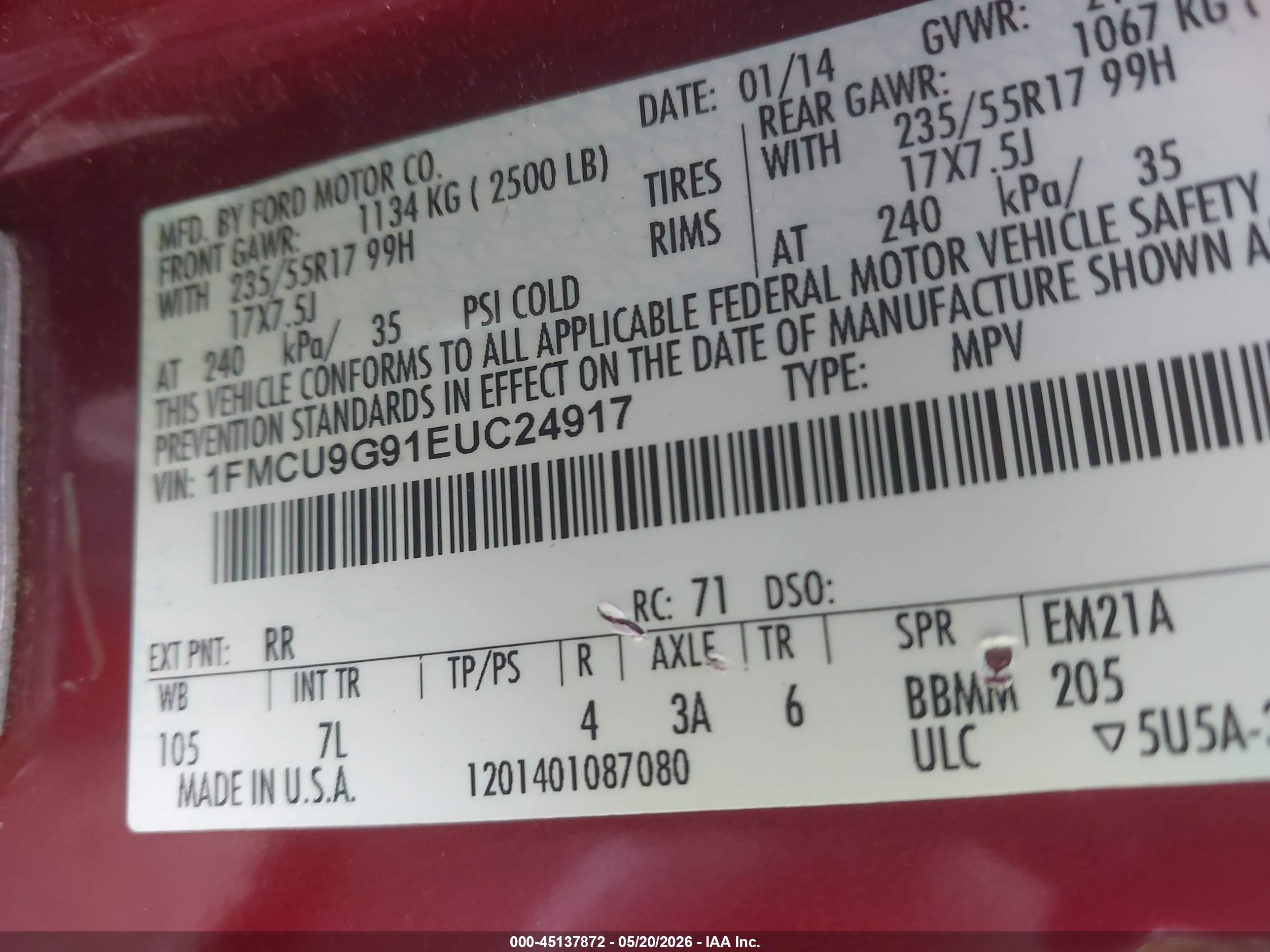 2014 Ford Escape Se Красный vin: 1FMCU9G91EUC24917