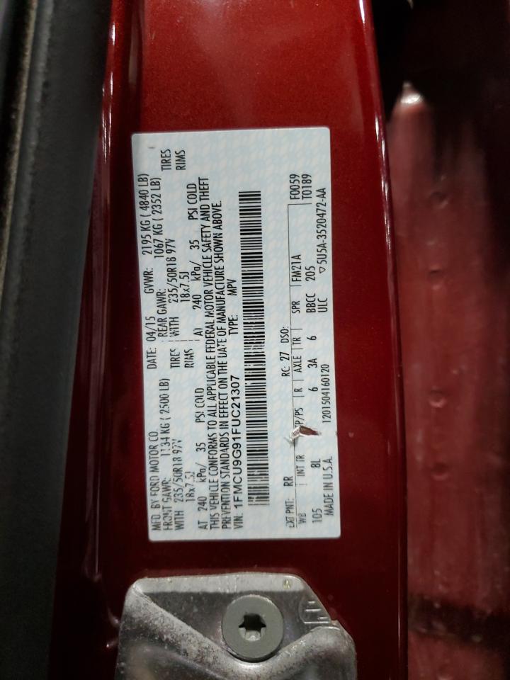 2015 Ford Escape Se Red vin: 1FMCU9G91FUC21307