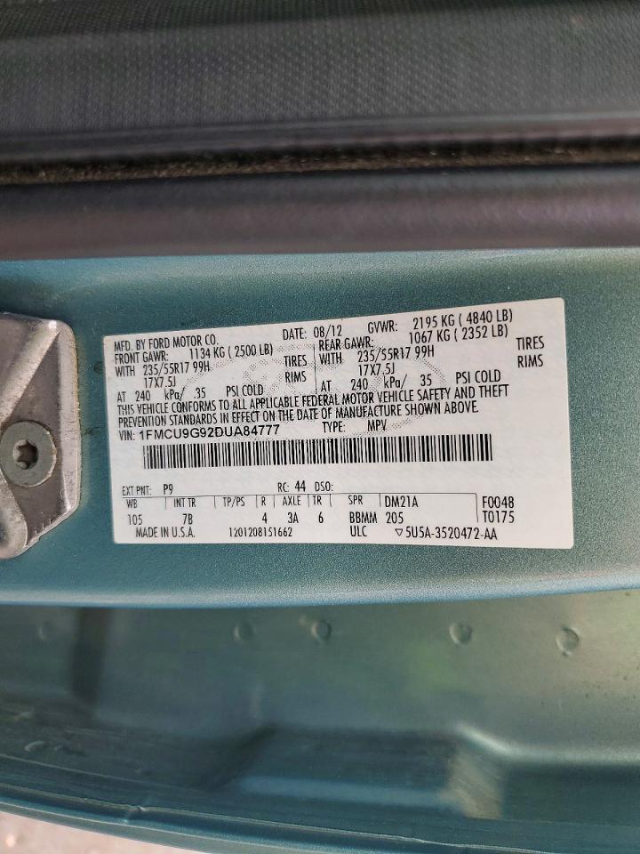 2013 Ford Escape Se Blue vin: 1FMCU9G92DUA84777