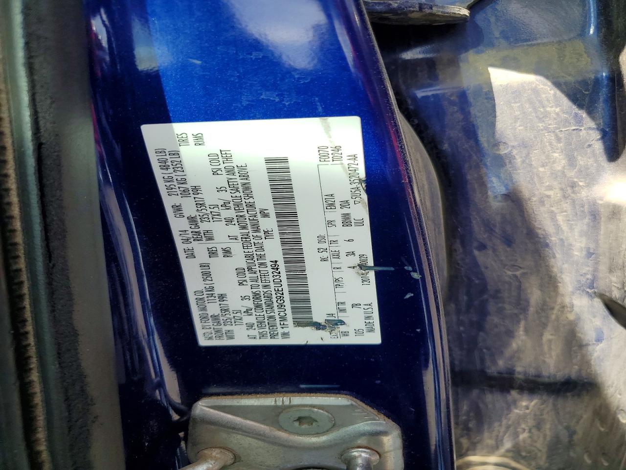 2014 Ford Escape Se Blue vin: 1FMCU9G92EUD32494