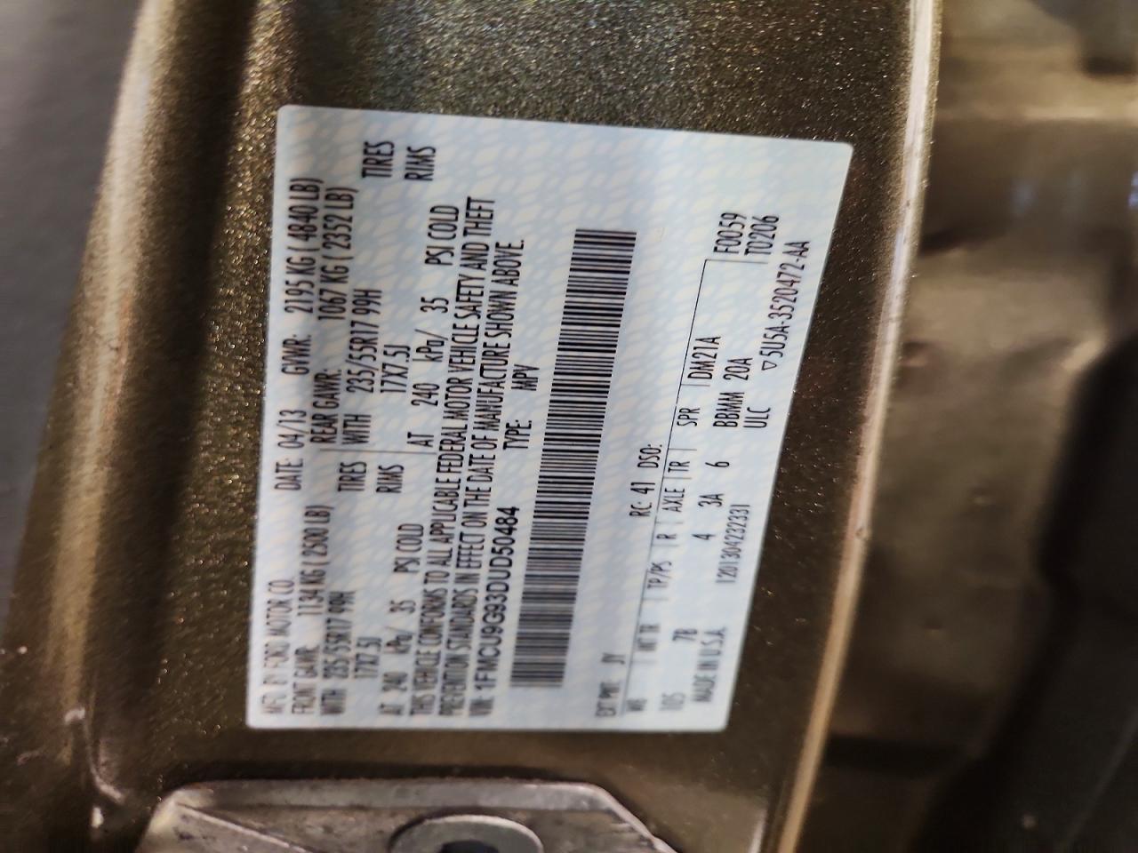 2013 Ford Escape Se Green vin: 1FMCU9G93DUD50484