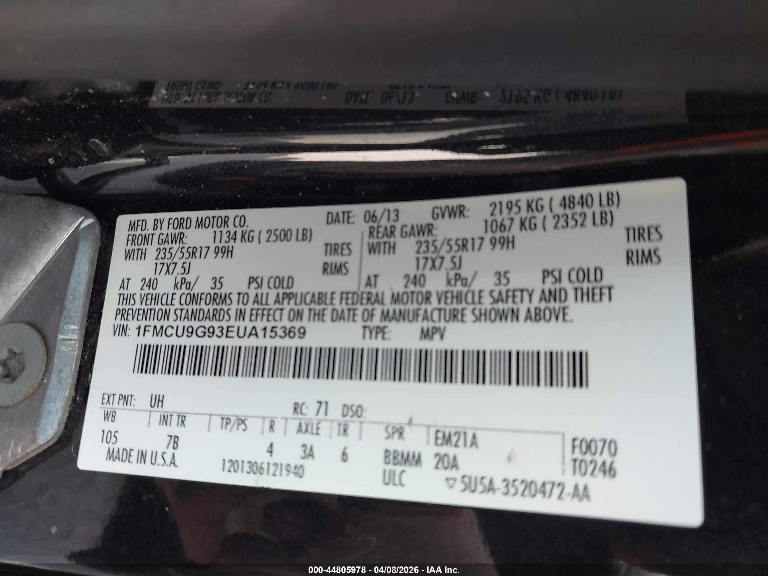 2014 Ford Escape Se Black vin: 1FMCU9G93EUA15369