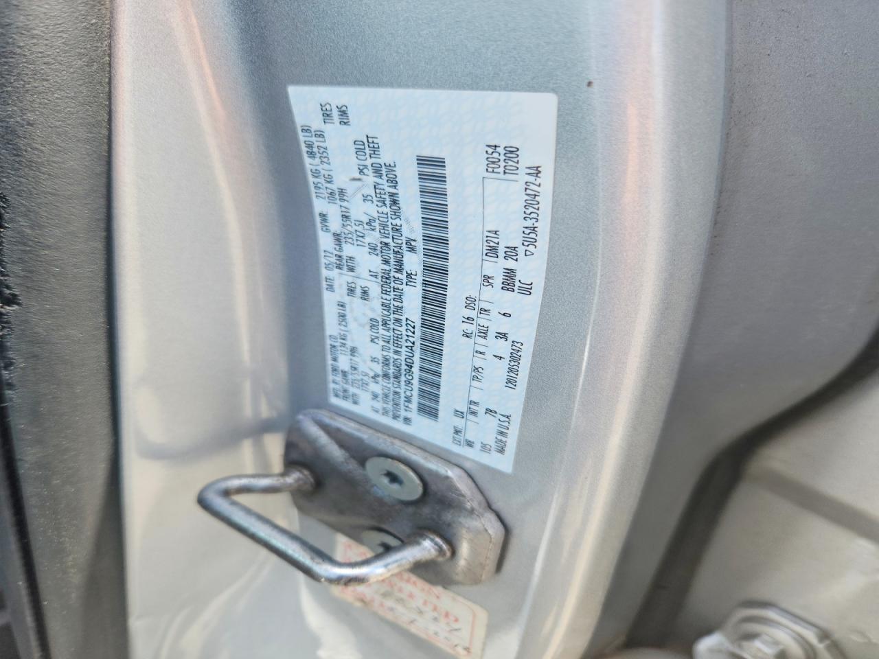 2013 Ford Escape Se Silver vin: 1FMCU9G94DUA21227