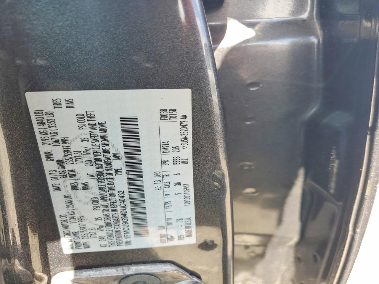 2013 Ford Escape Se Gray vin: 1FMCU9G94DUC40432