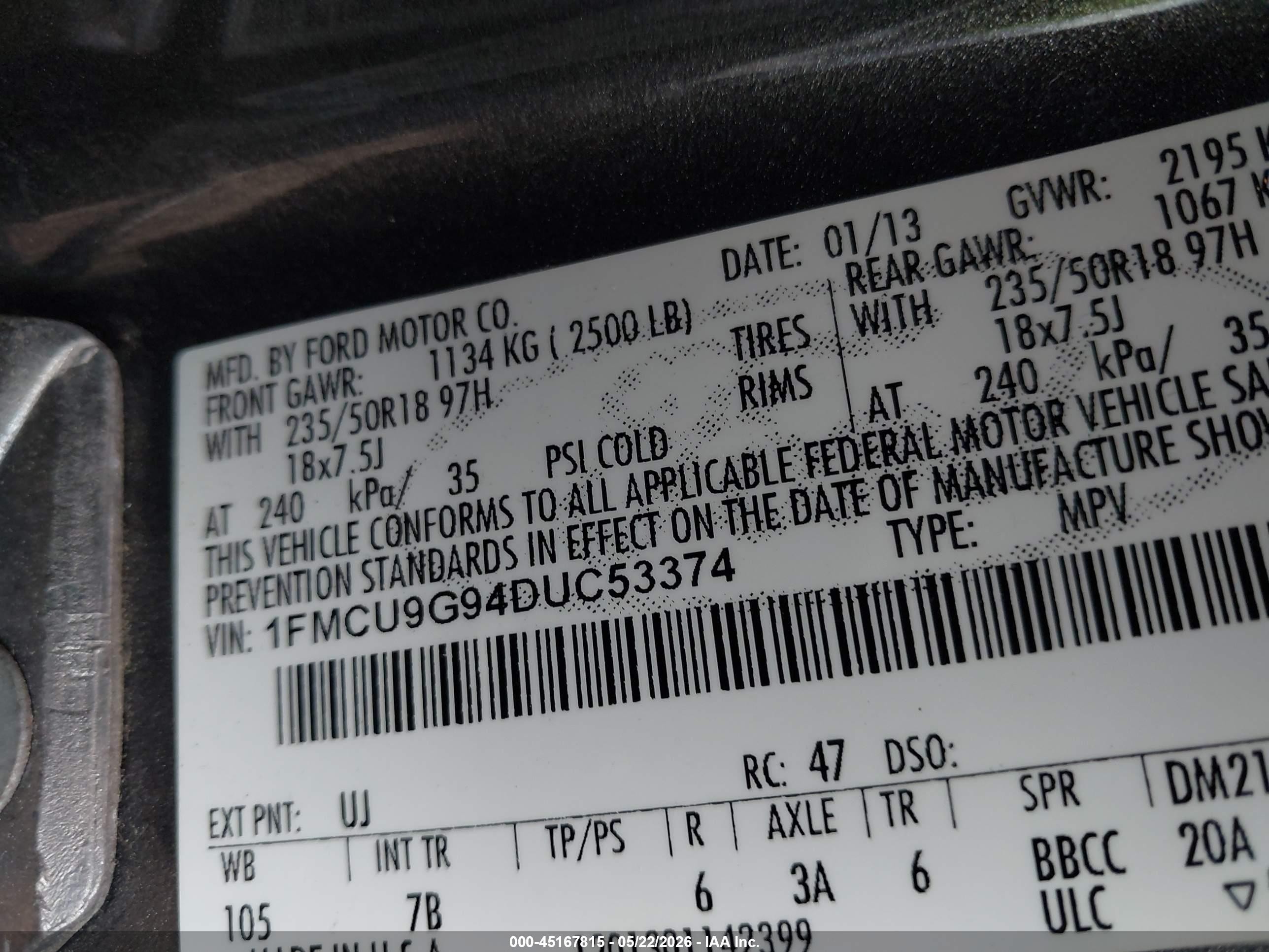 2013 Ford Escape Se Серый vin: 1FMCU9G94DUC53374