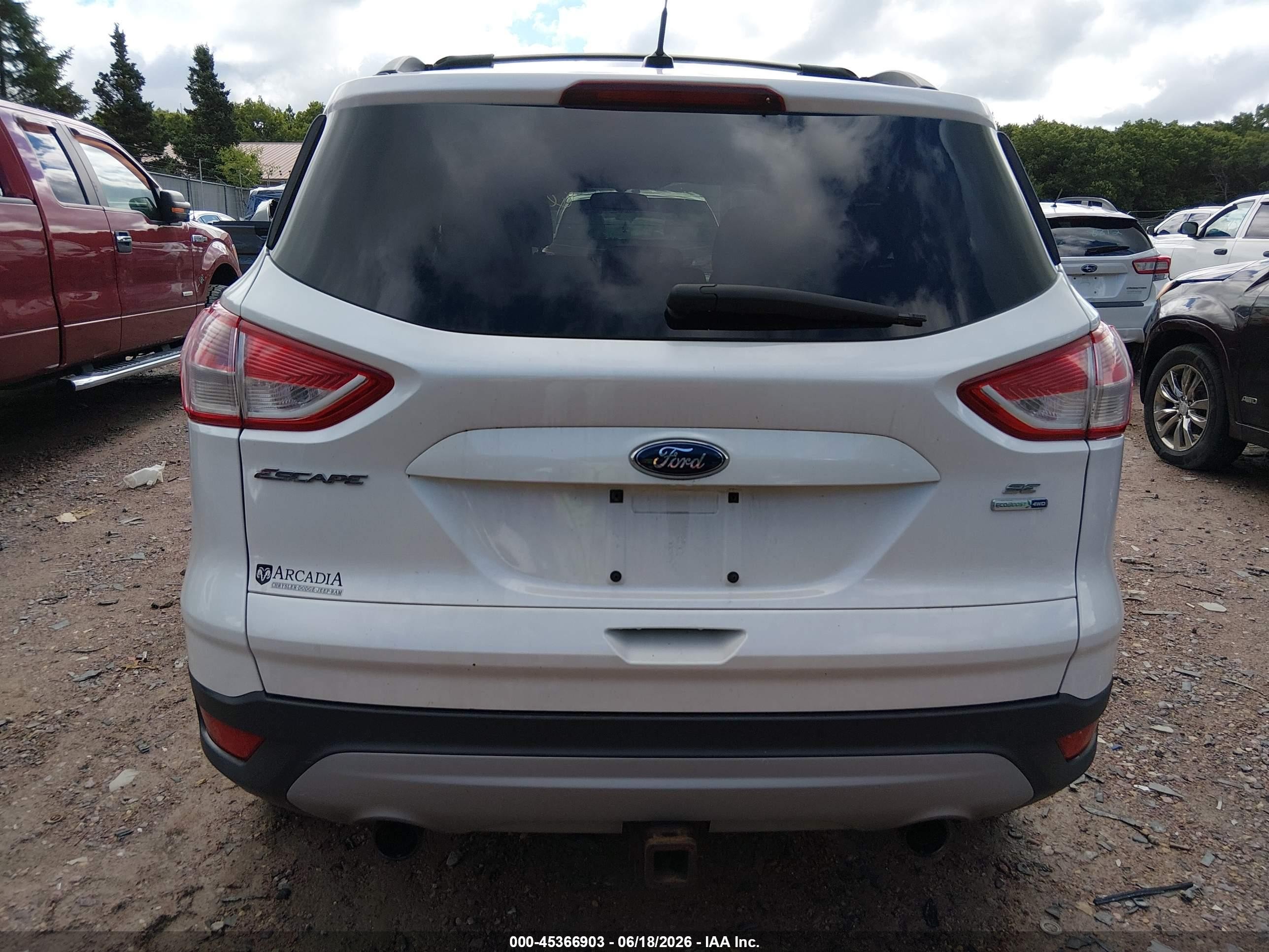 2013 Ford Escape Se White vin: 1FMCU9G94DUD02038