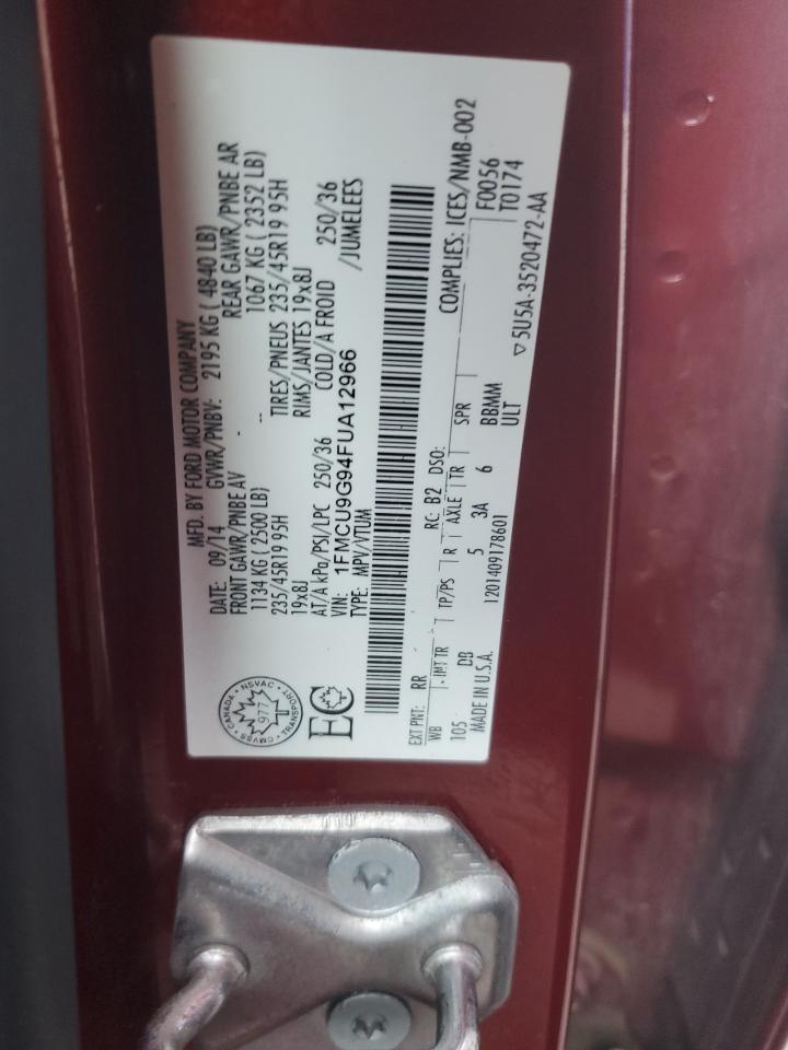 2015 Ford Escape Se Burgundy vin: 1FMCU9G94FUA12966