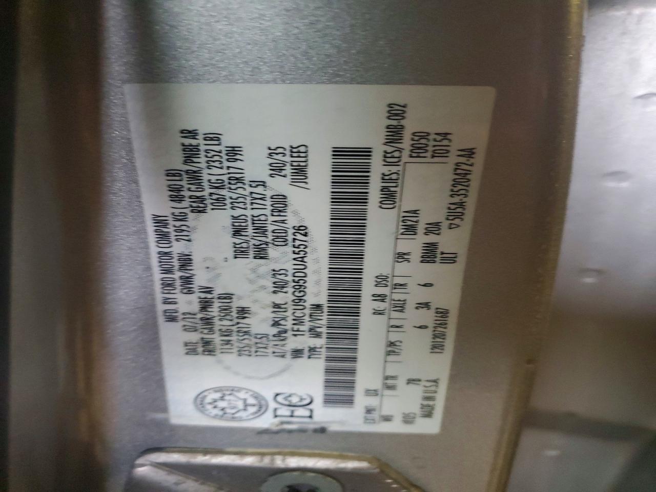 2013 Ford Escape Se Silver vin: 1FMCU9G95DUA55726