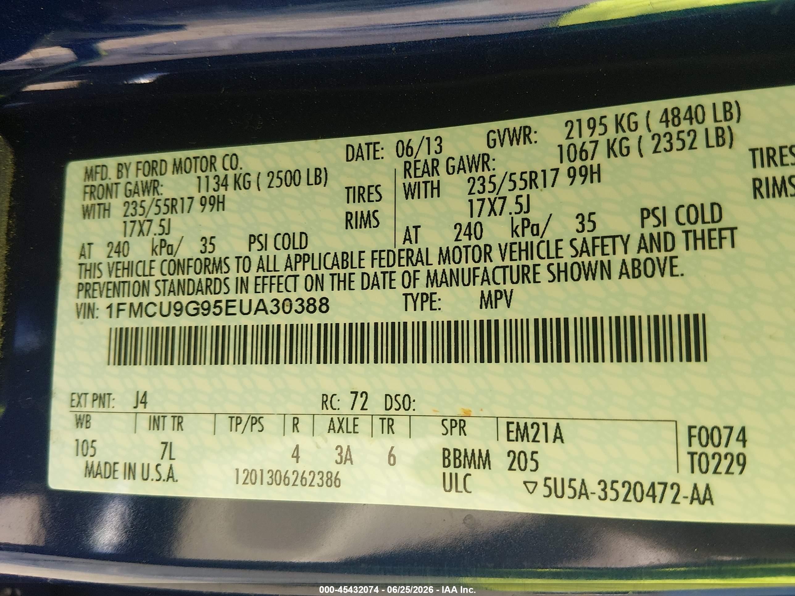 2014 Ford Escape Se Blue vin: 1FMCU9G95EUA30388
