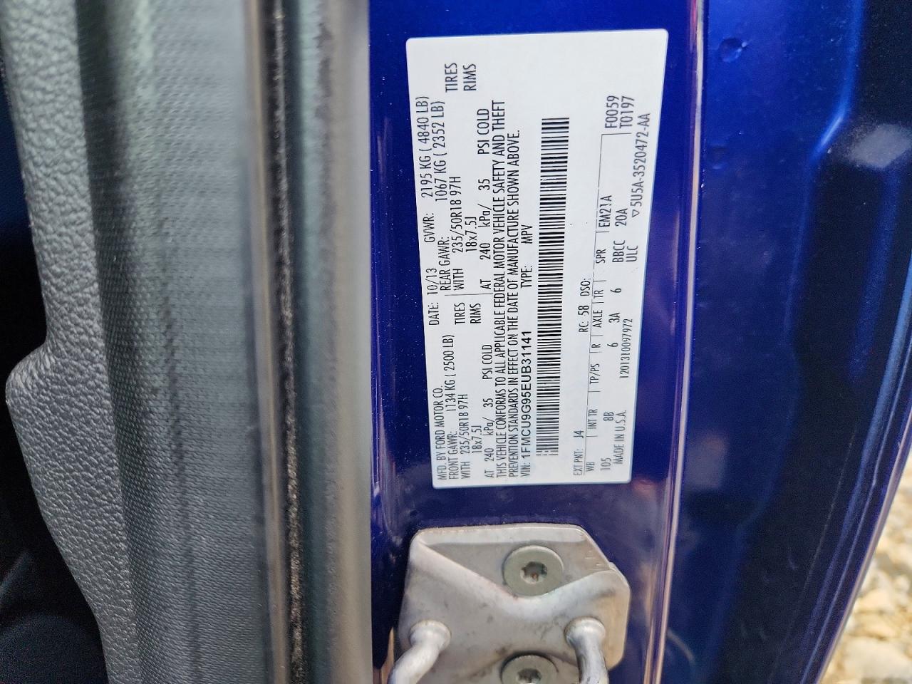 2014 Ford Escape Se Blue vin: 1FMCU9G95EUB31141