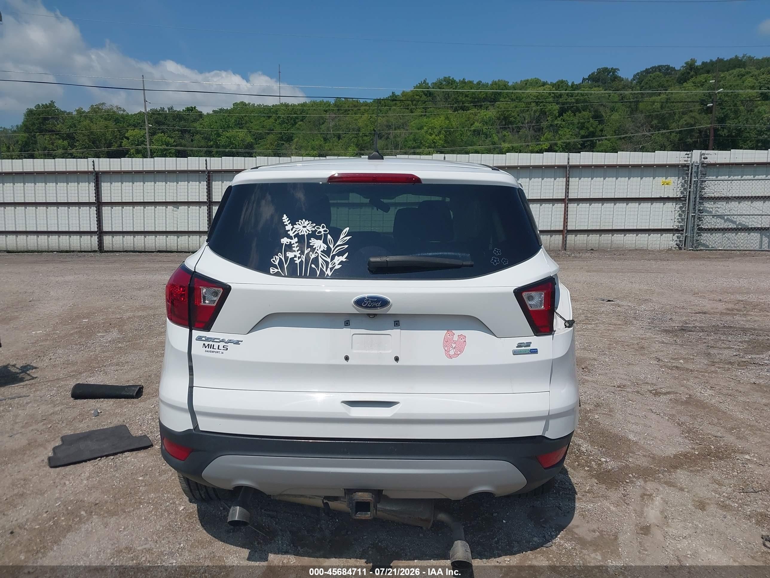 2019 Ford Escape Se White vin: 1FMCU9G95KUA65590