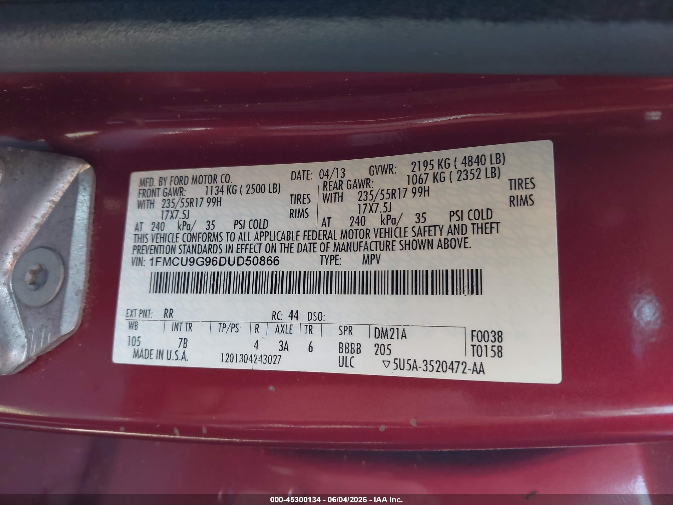 2013 Ford Escape Se Red vin: 1FMCU9G96DUD50866