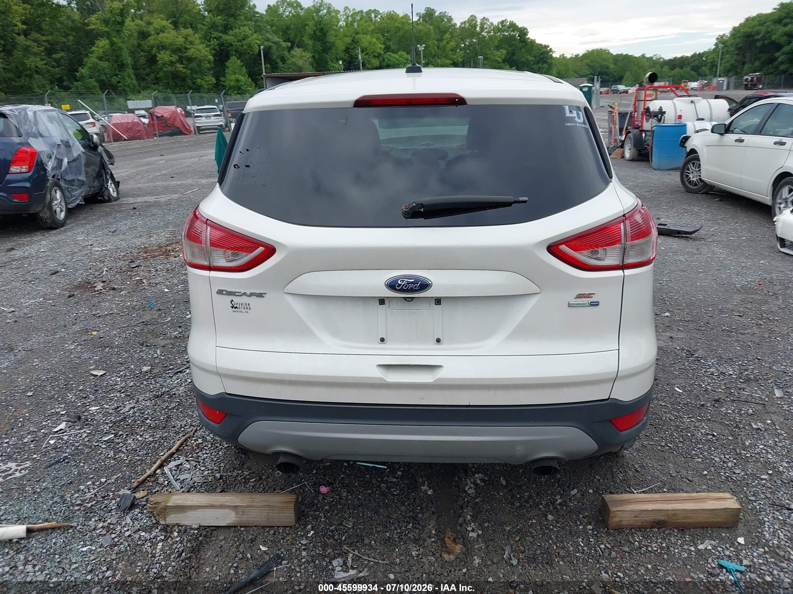 2015 Ford Escape Se White vin: 1FMCU9G96FUA76362