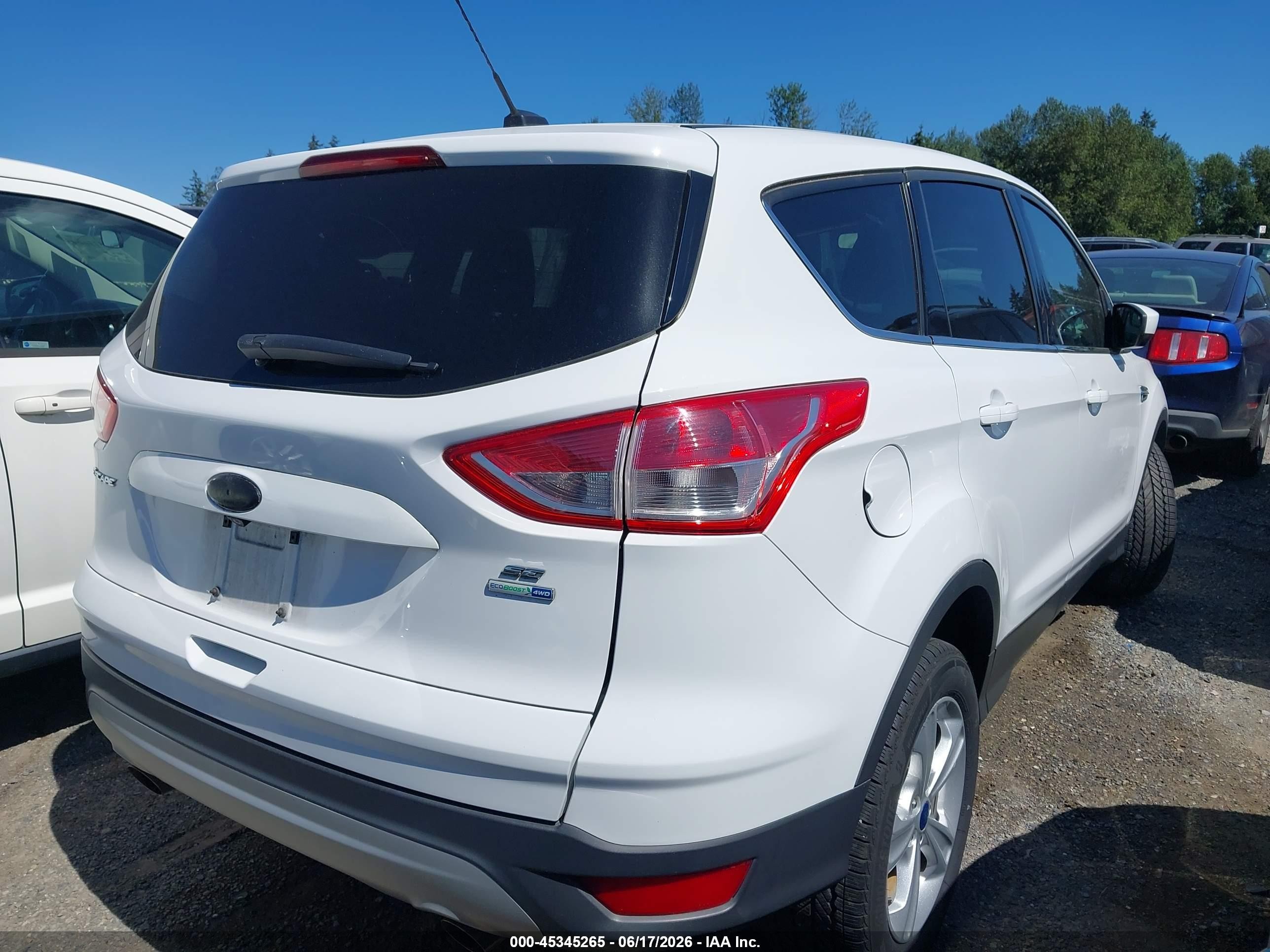 2015 Ford Escape Se White vin: 1FMCU9G96FUB96288