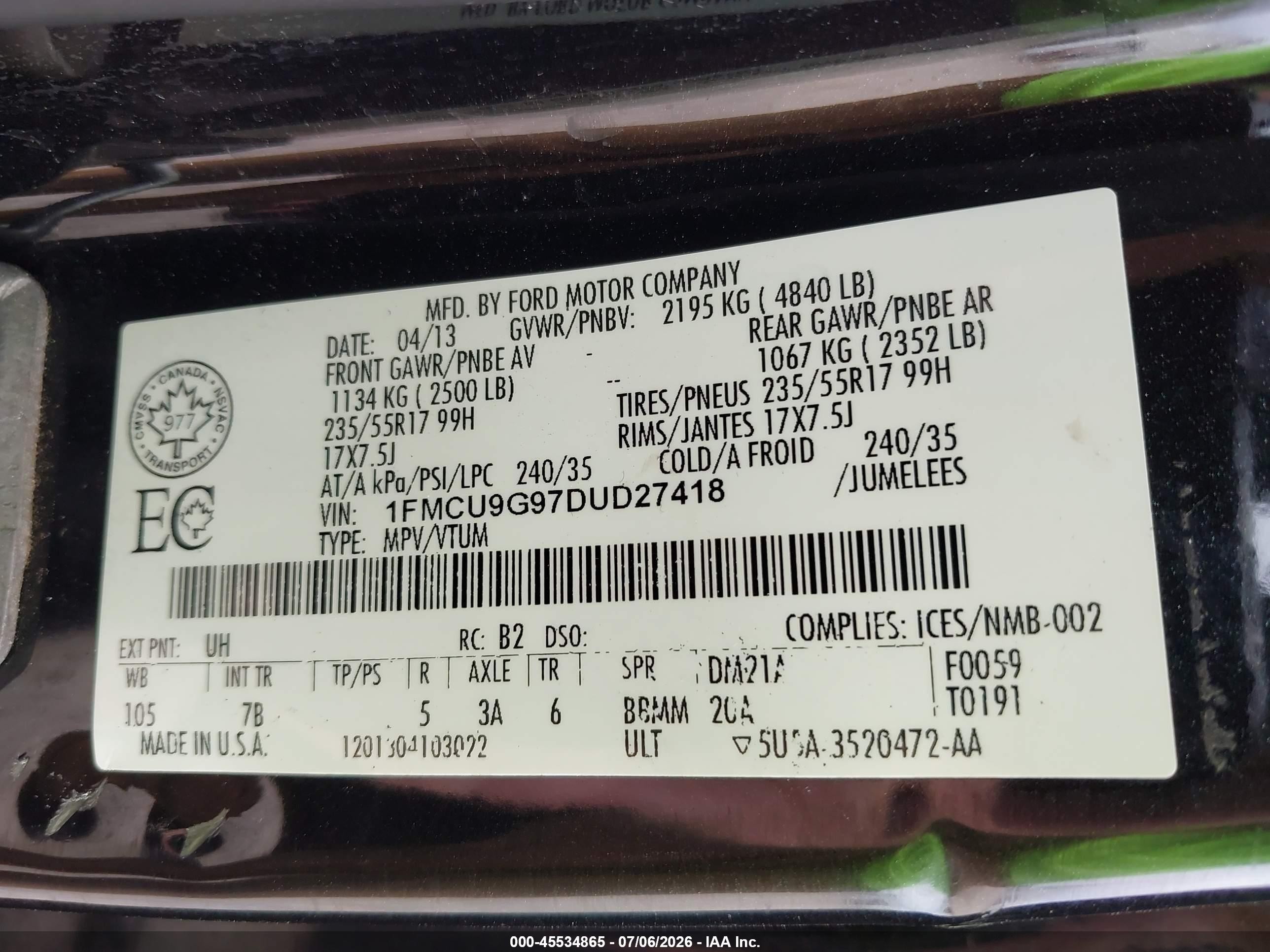 2013 Ford Escape Se Черный vin: 1FMCU9G97DUD27418