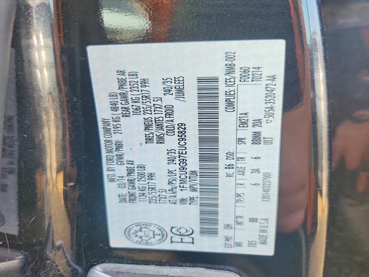 2014 Ford Escape Se Black vin: 1FMCU9G97EUC95829