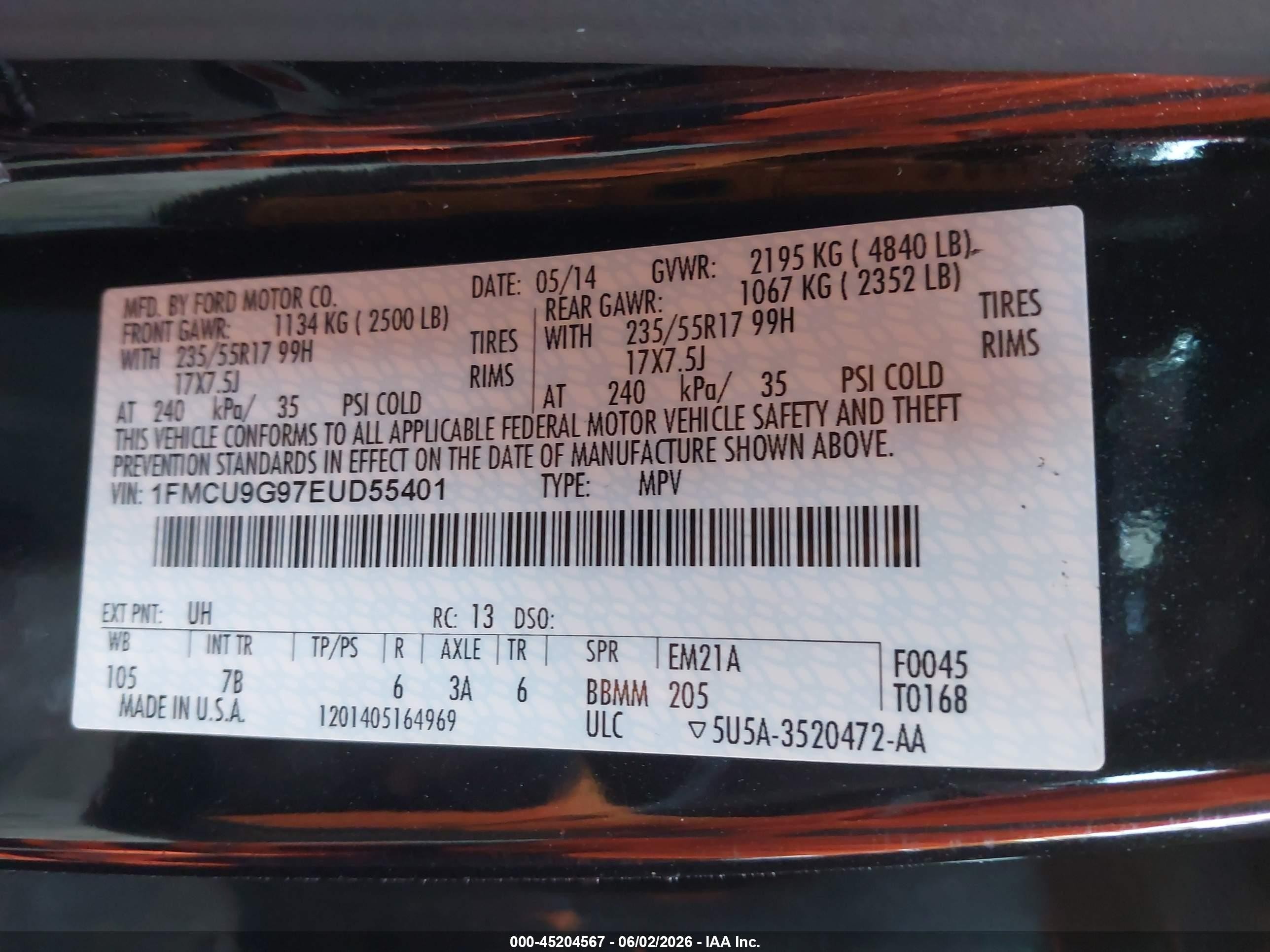 2014 Ford Escape Se Черный vin: 1FMCU9G97EUD55401