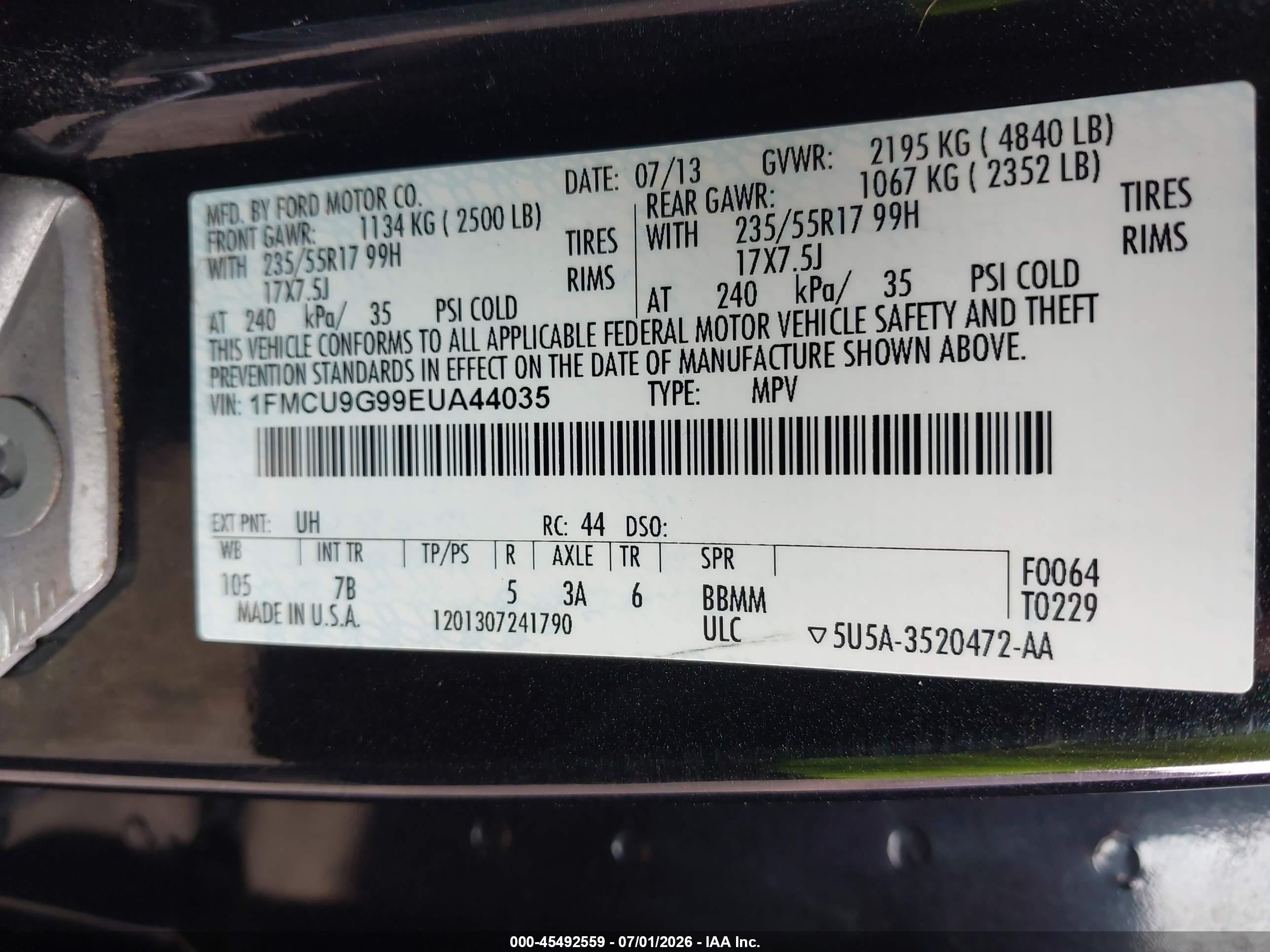 2014 Ford Escape Se Черный vin: 1FMCU9G99EUA44035