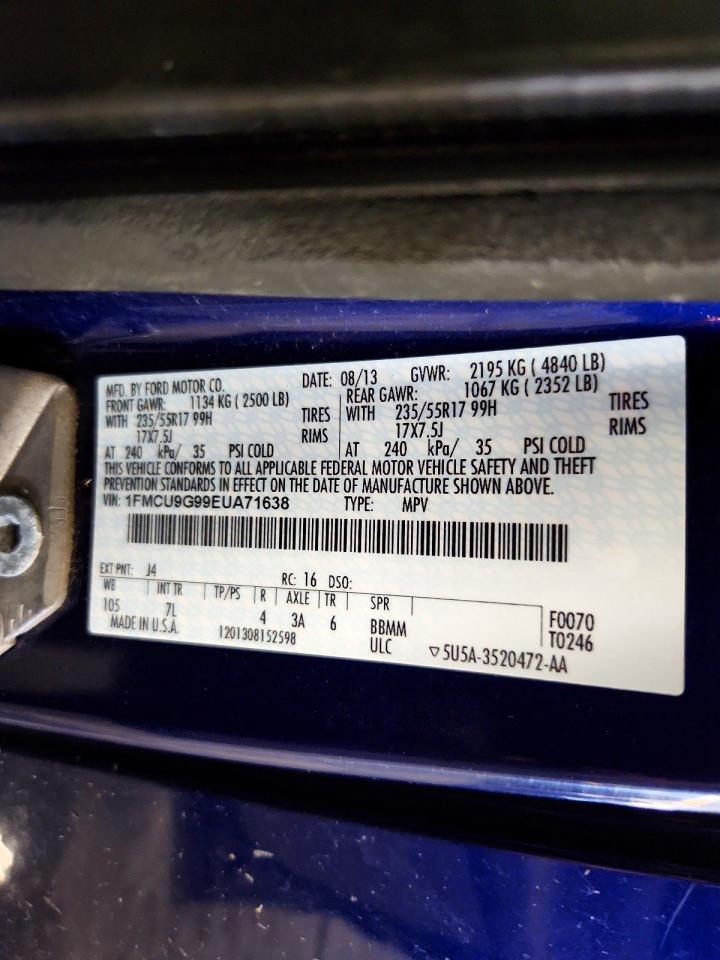 2014 Ford Escape Se Blue vin: 1FMCU9G99EUA71638