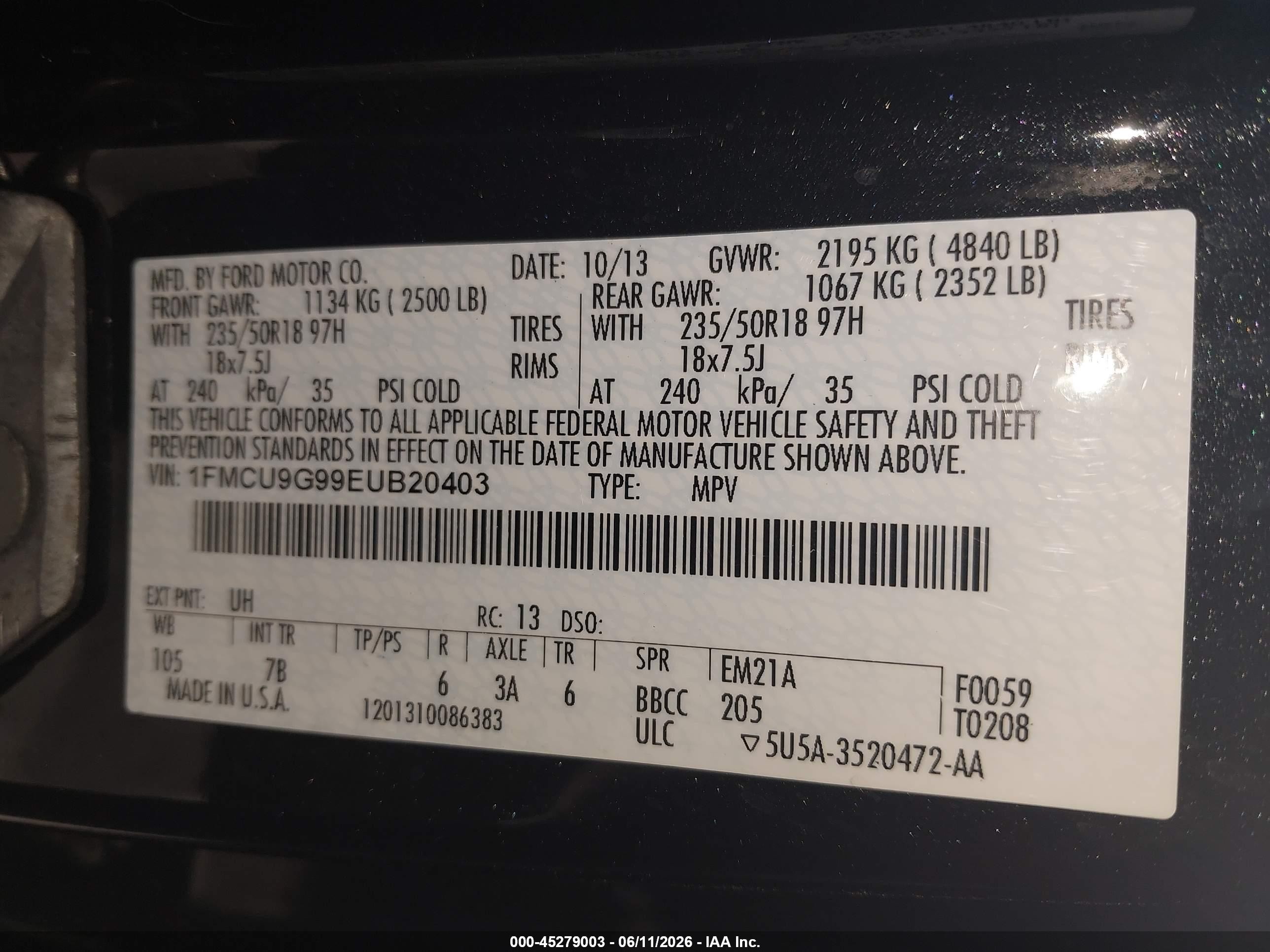 2014 Ford Escape Se Black vin: 1FMCU9G99EUB20403