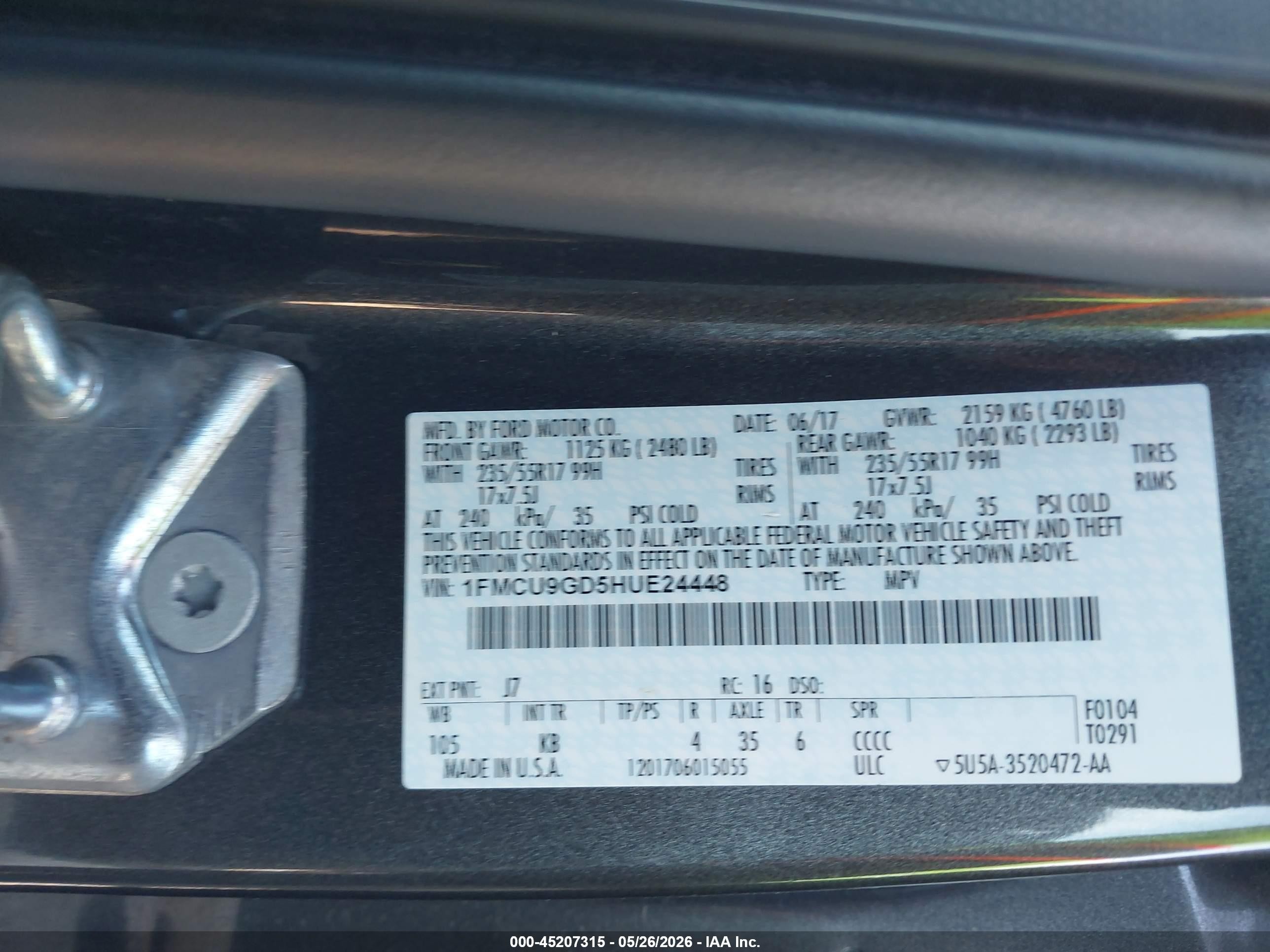 2017 Ford Escape Se Черный vin: 1FMCU9GD5HUE24448