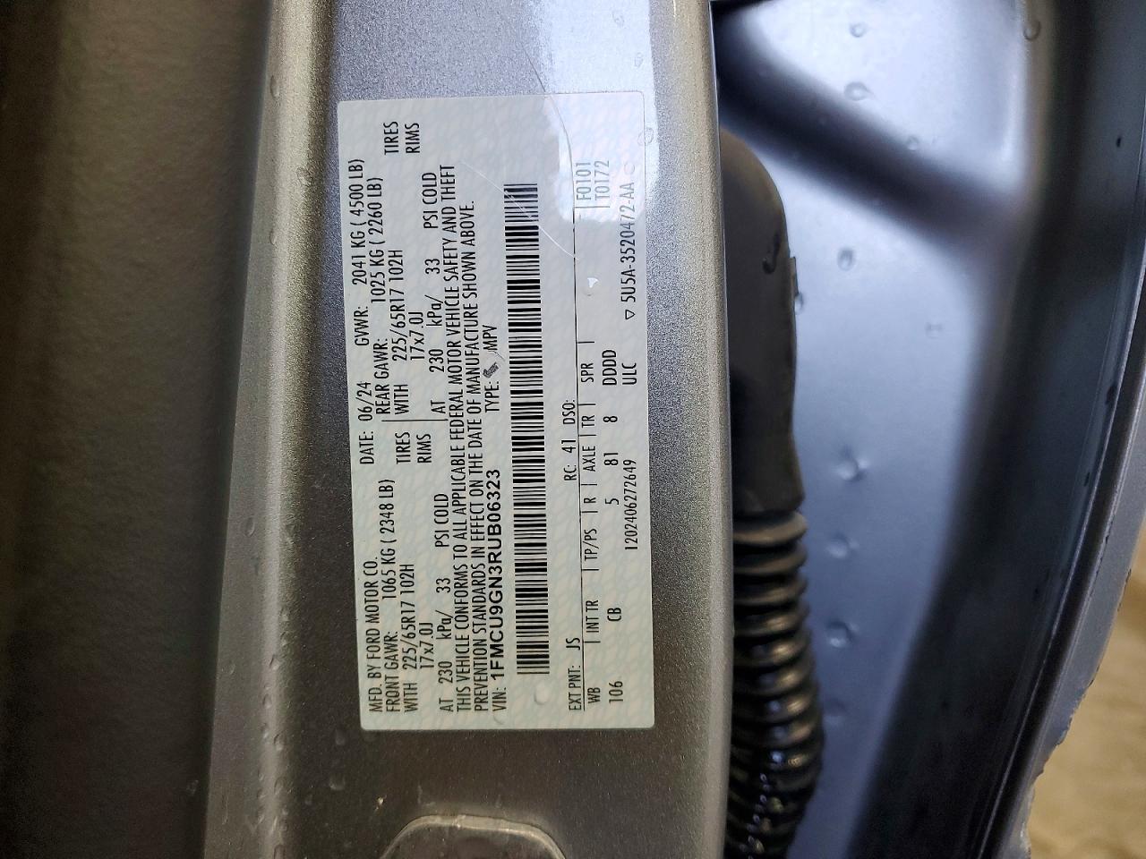 2024 Ford Escape Active Серебряный vin: 1FMCU9GN3RUB06323