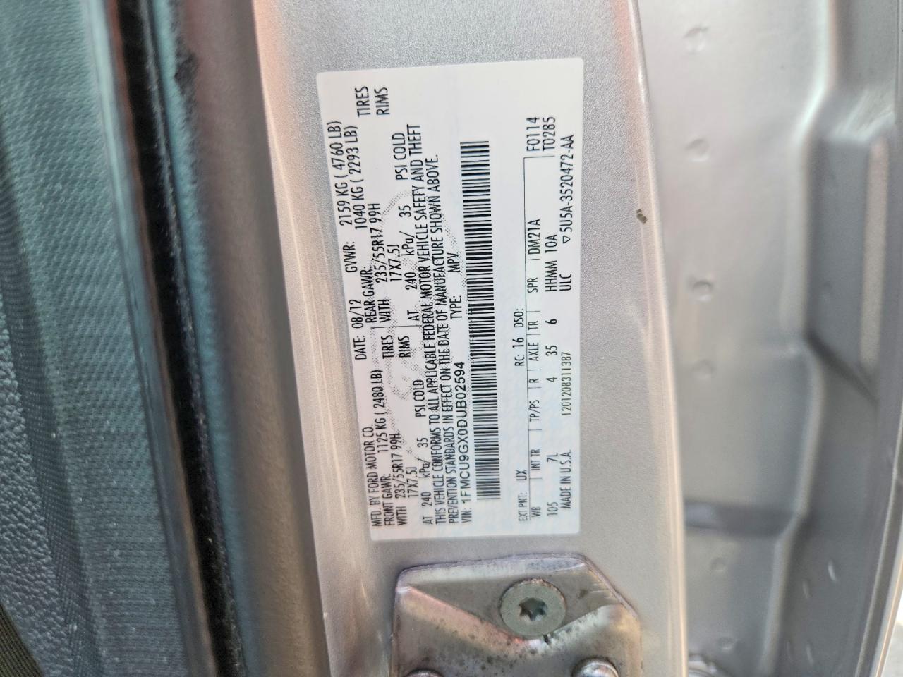 2013 Ford Escape Se Silver vin: 1FMCU9GX0DUB02594