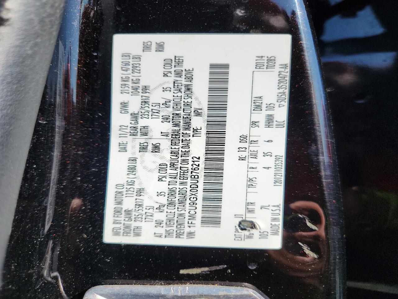 2013 Ford Escape Se Черный vin: 1FMCU9GX0DUB76212