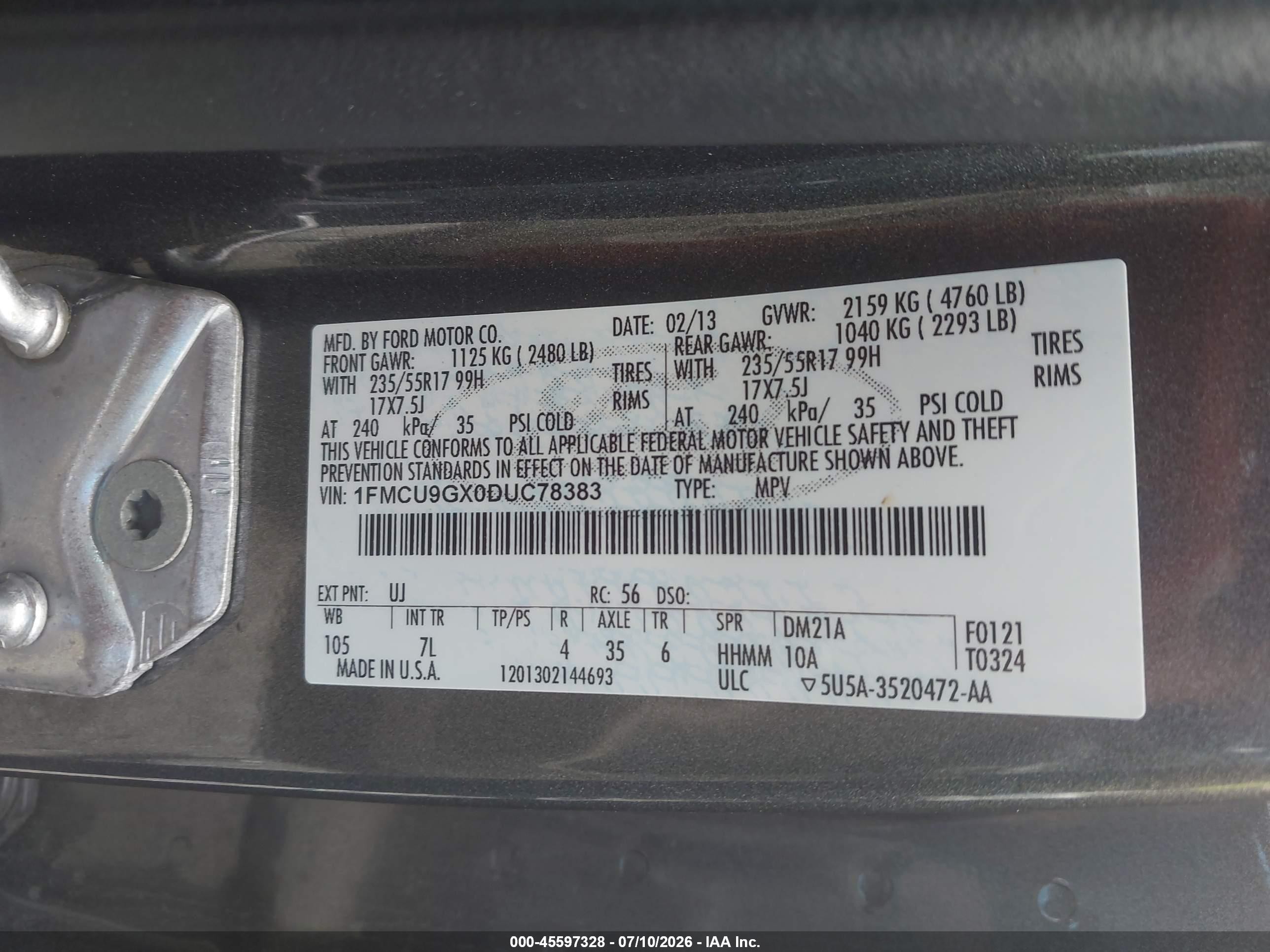 2013 Ford Escape Se Gray vin: 1FMCU9GX0DUC78383