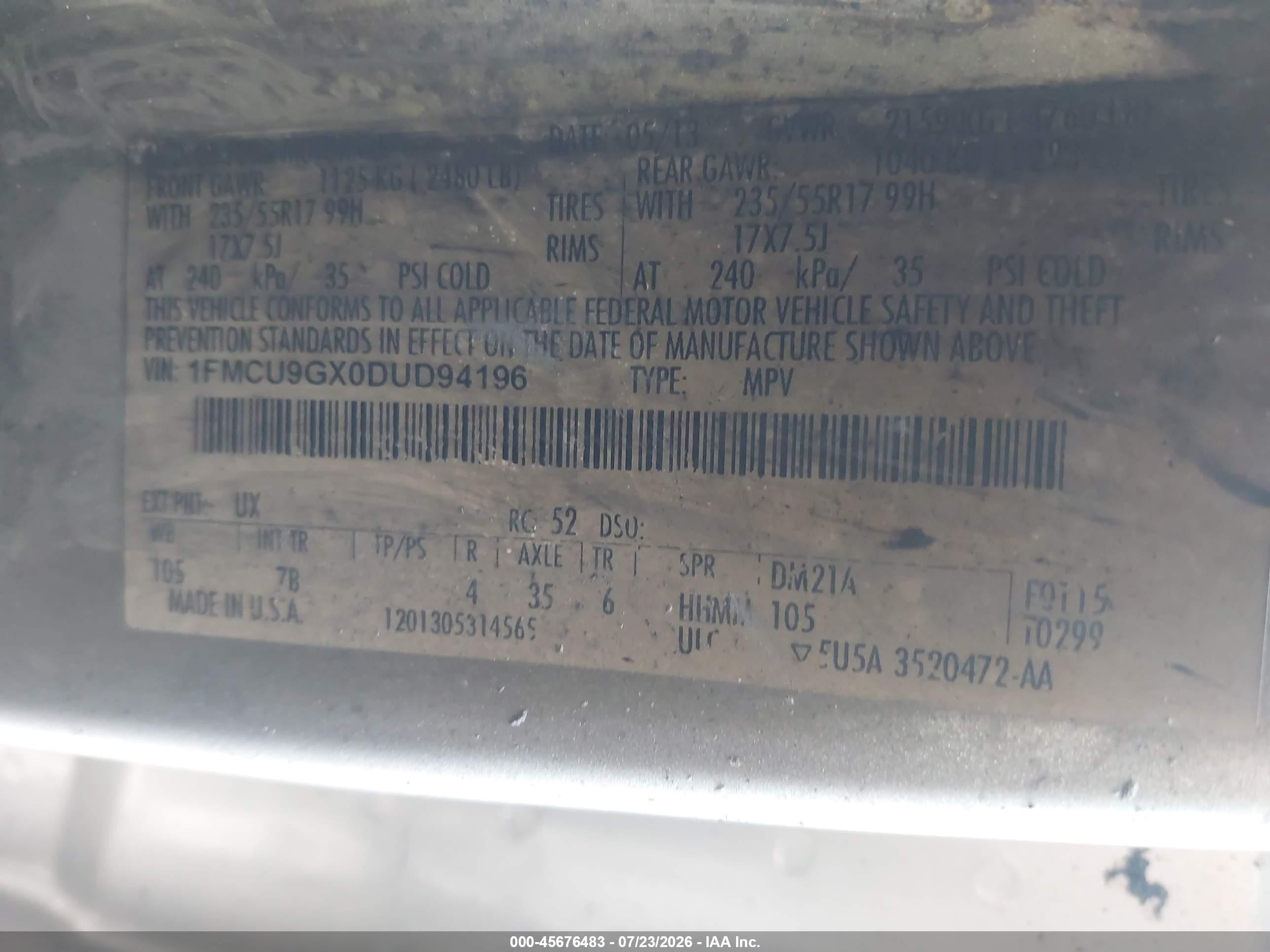 2013 Ford Escape Se Silver vin: 1FMCU9GX0DUD94196