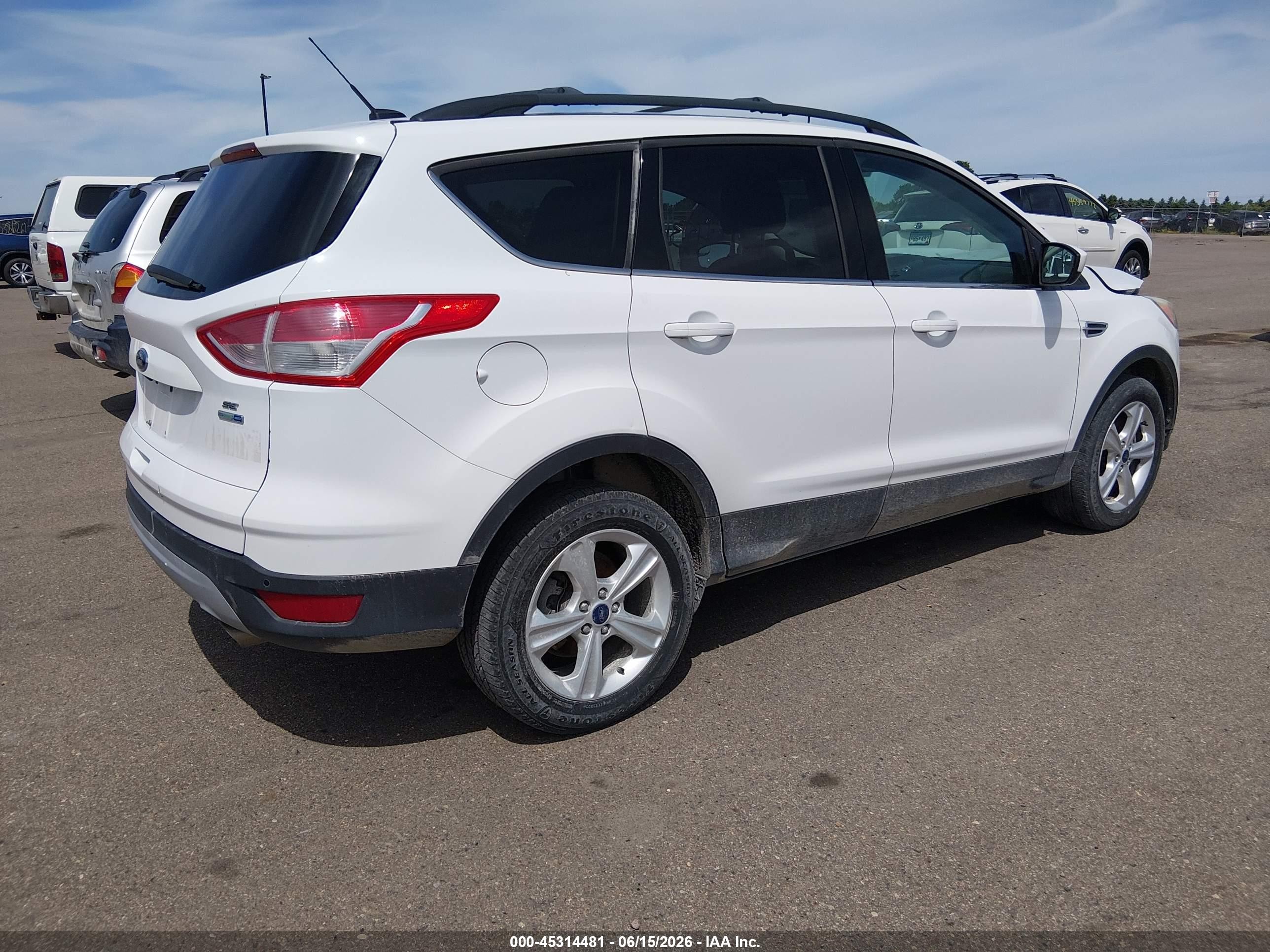 2014 Ford Escape Se White vin: 1FMCU9GX0EUB32907