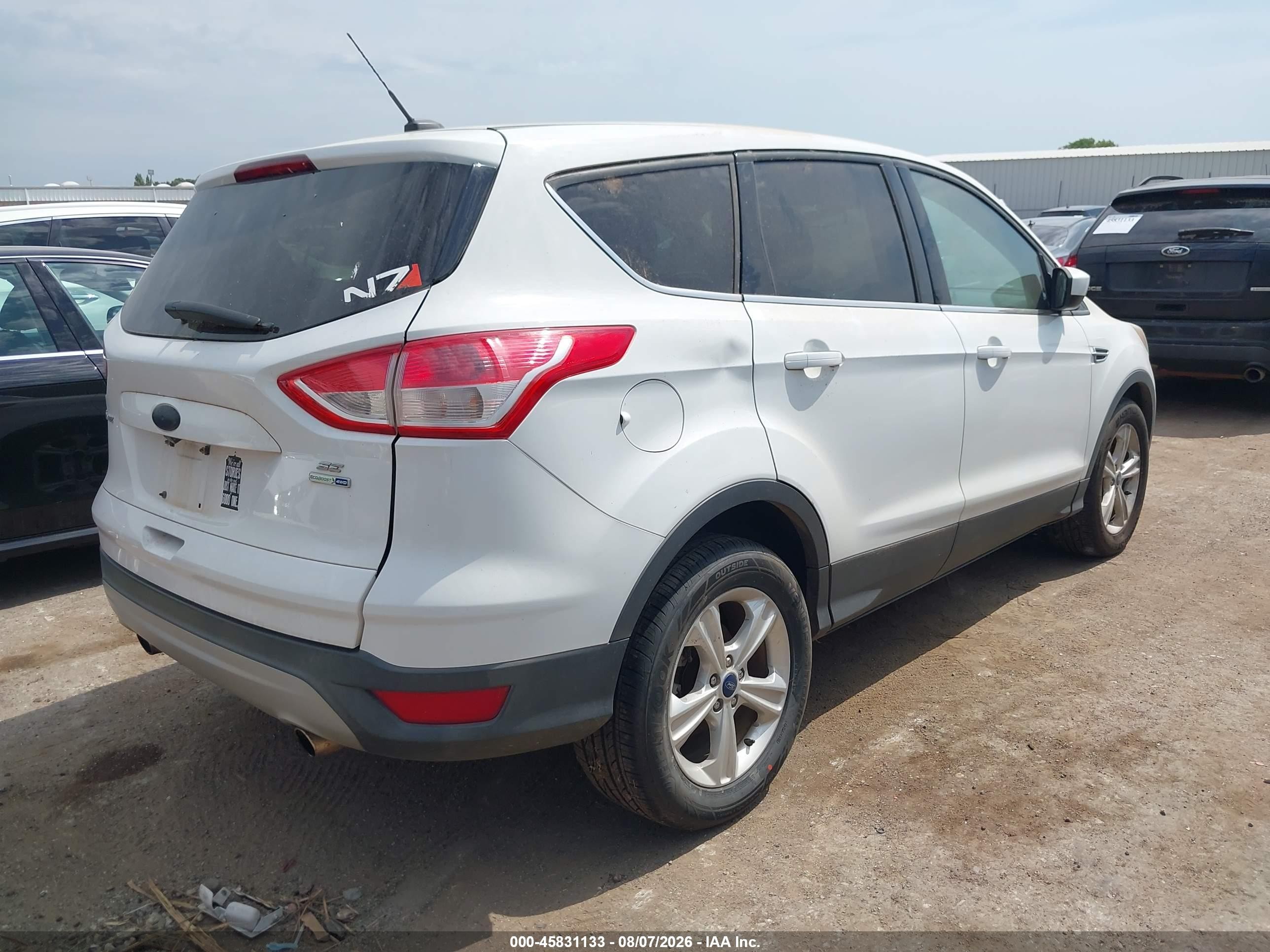 2015 Ford Escape Se White vin: 1FMCU9GX0FUC13326