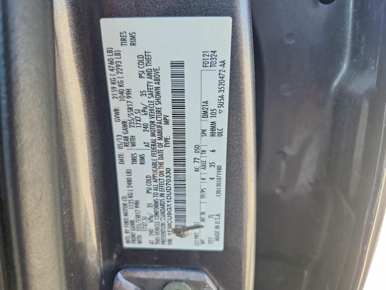 2013 Ford Escape Se Gray vin: 1FMCU9GX1DUD70330