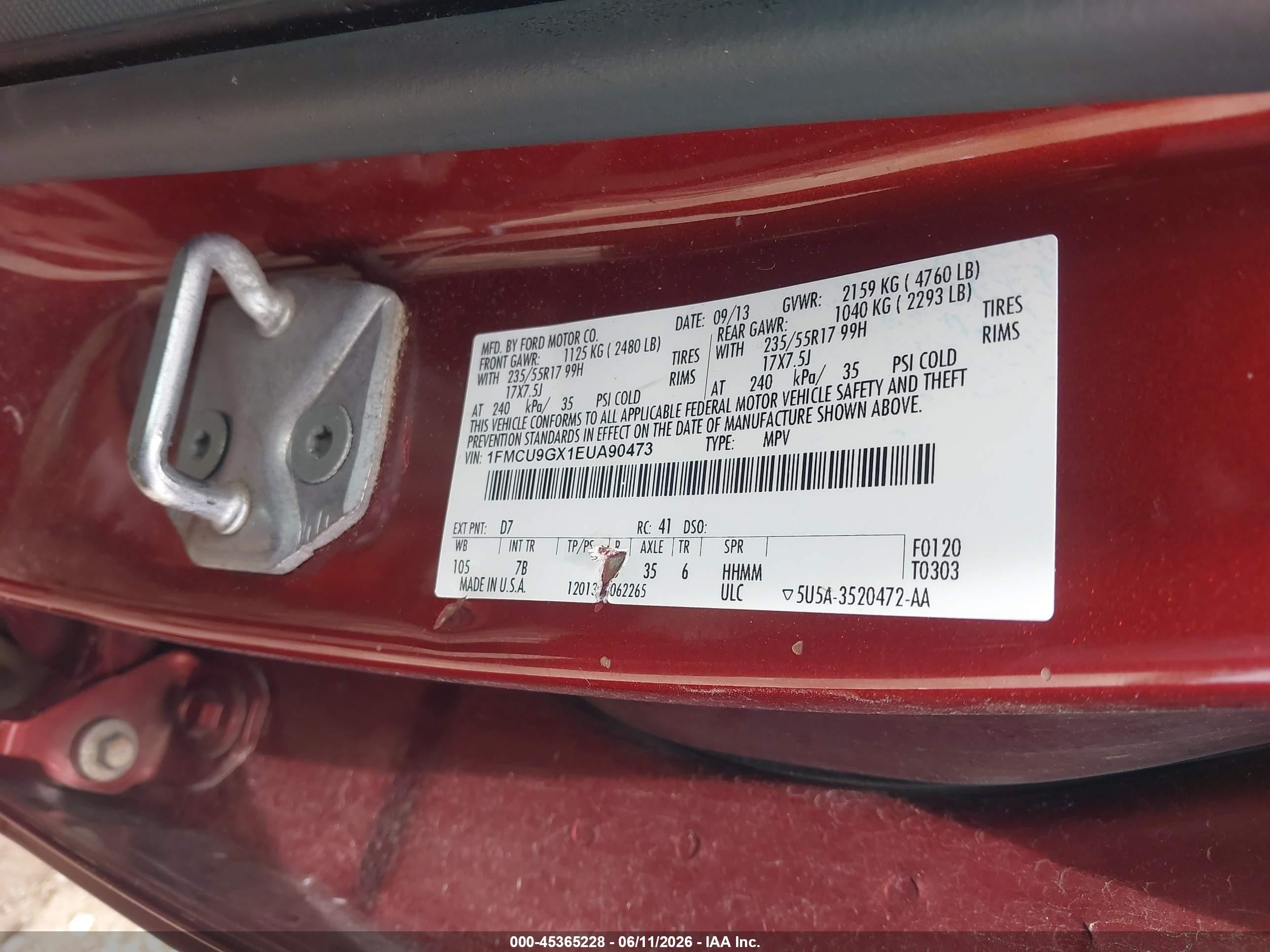 2014 Ford Escape Se Red vin: 1FMCU9GX1EUA90473