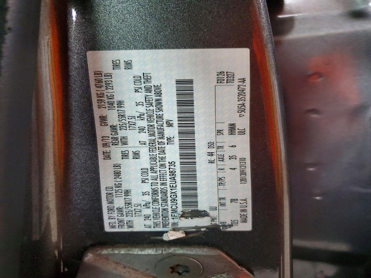 2014 Ford Escape Se Gray vin: 1FMCU9GX1EUA98735