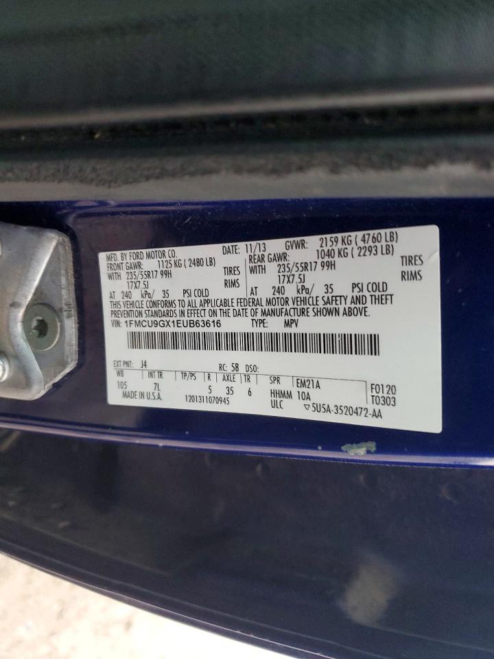 2014 Ford Escape Se Blue vin: 1FMCU9GX1EUB63616