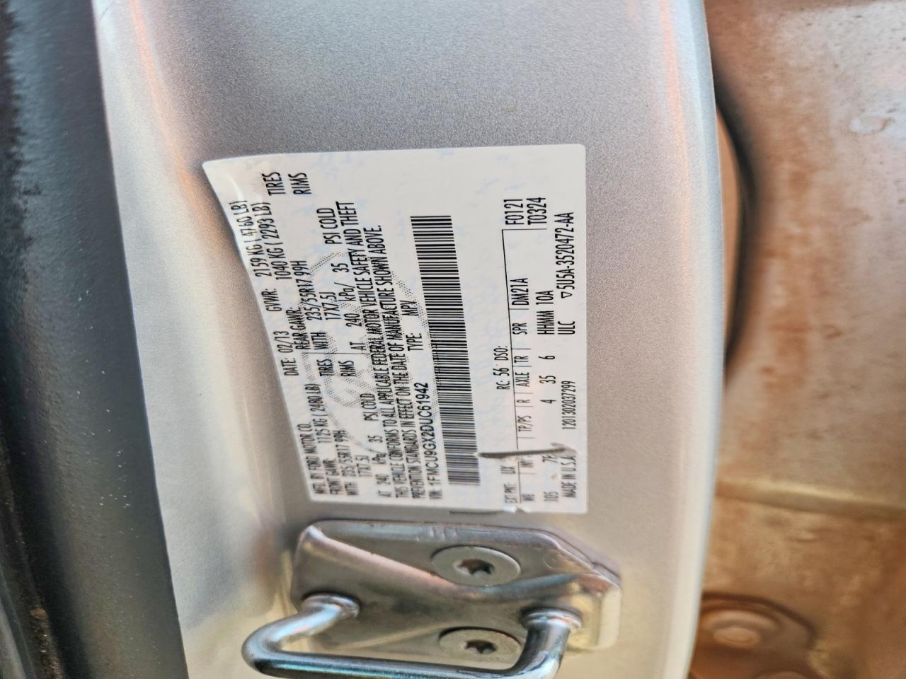 2013 Ford Escape Se Silver vin: 1FMCU9GX2DUC61942