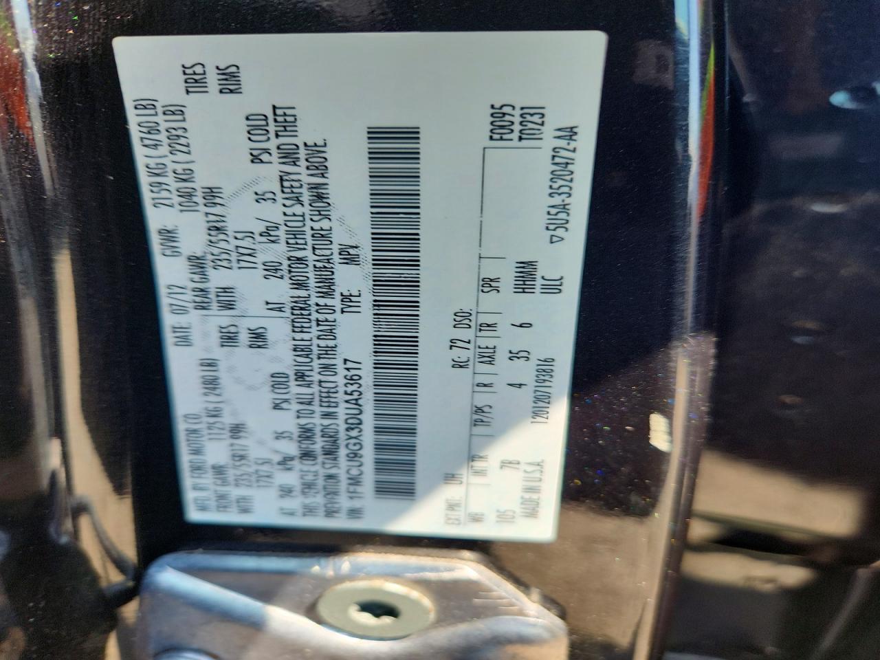 2013 Ford Escape Se Черный vin: 1FMCU9GX3DUA53617
