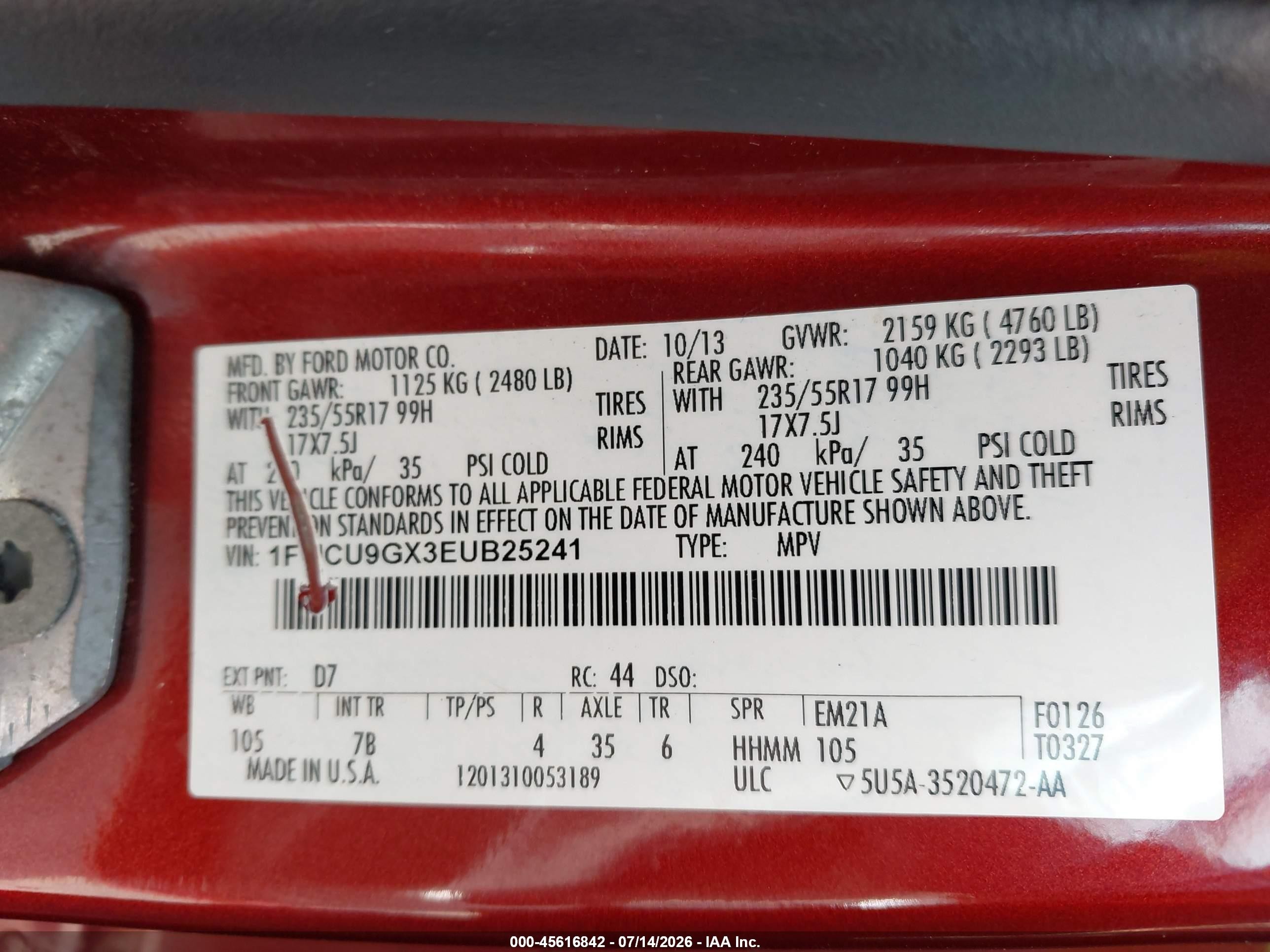 2014 Ford Escape Se Оранжевый vin: 1FMCU9GX3EUB25241