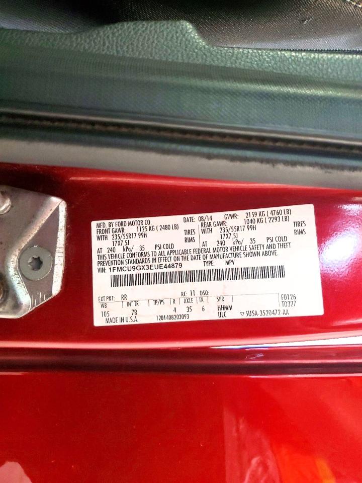2014 Ford Escape Se Red vin: 1FMCU9GX3EUE44879