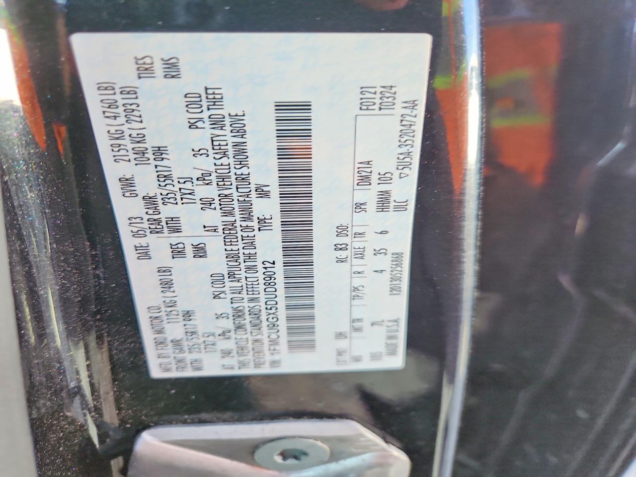 2013 Ford Escape Se Черный vin: 1FMCU9GX5DUD89012