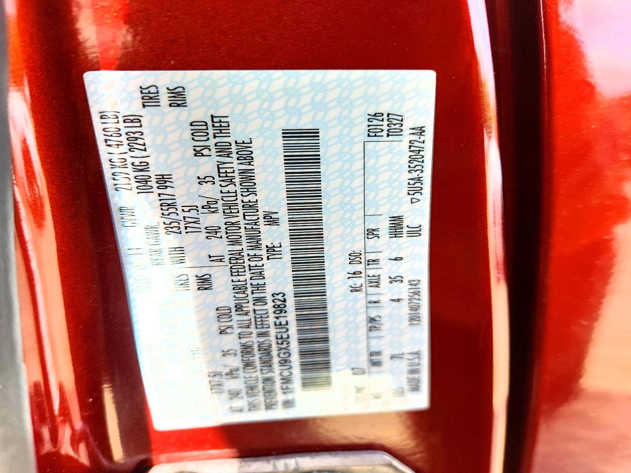 2014 Ford Escape Se Red vin: 1FMCU9GX5EUE19823