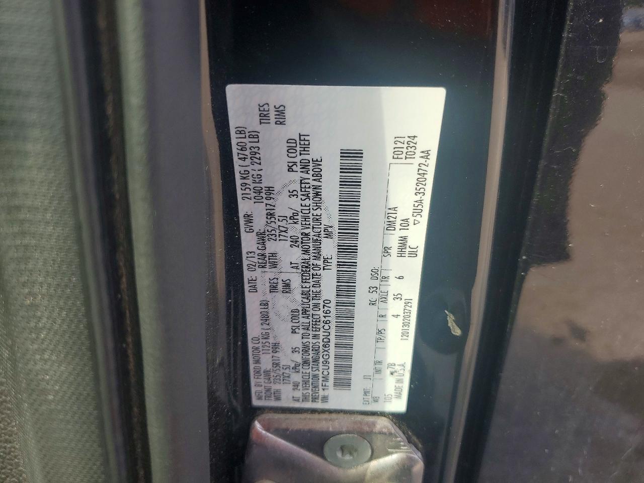 2013 Ford Escape Se Black vin: 1FMCU9GX6DUC61670