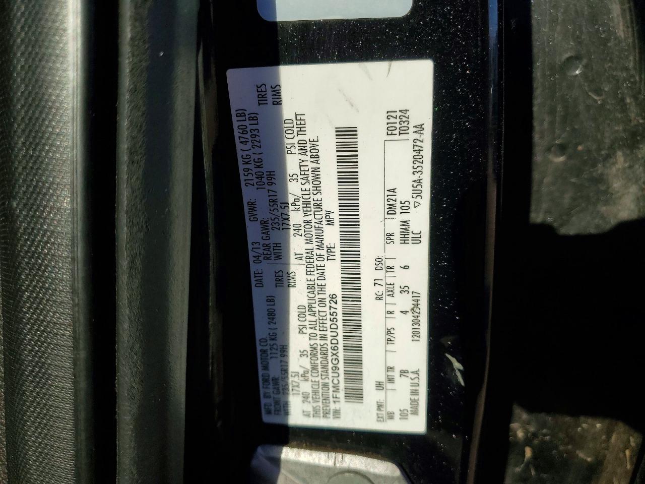 2013 Ford Escape Se Черный vin: 1FMCU9GX6DUD55726