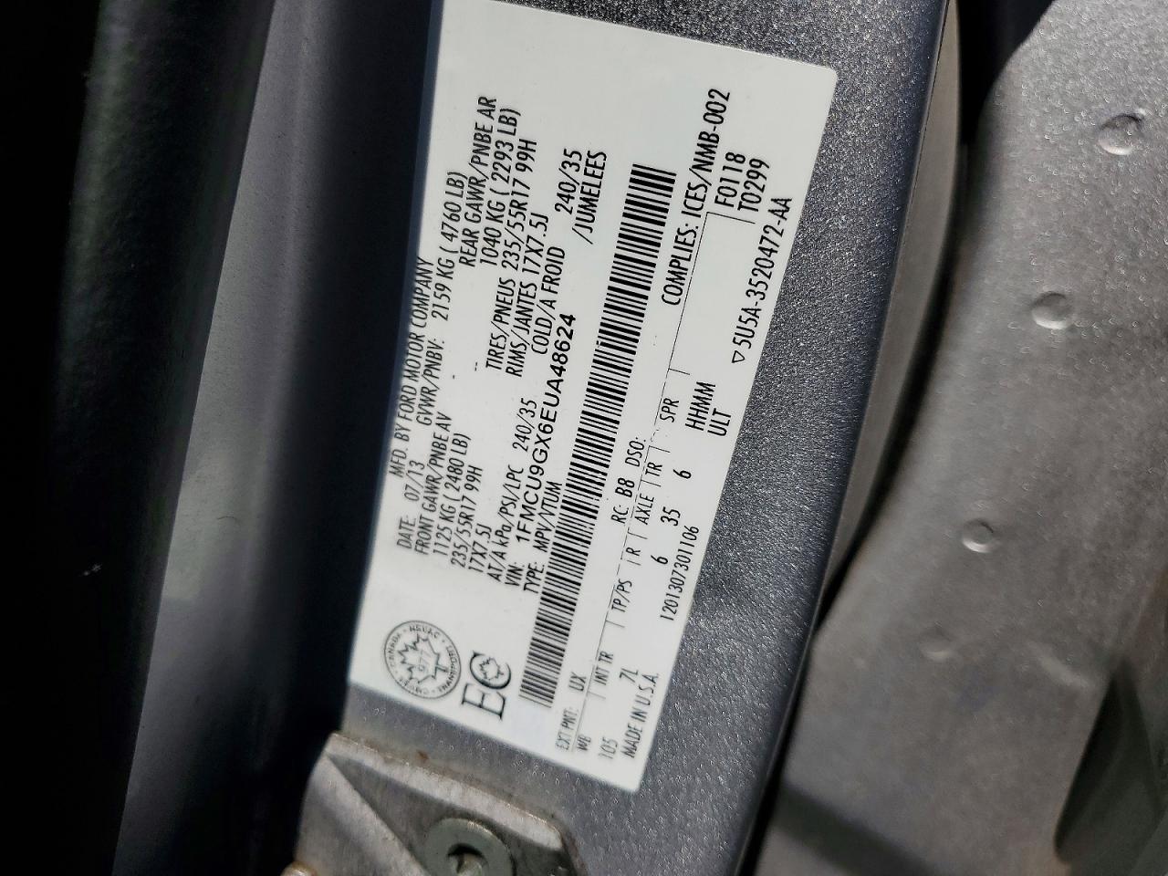 2014 Ford Escape Se Серебряный vin: 1FMCU9GX6EUA48624