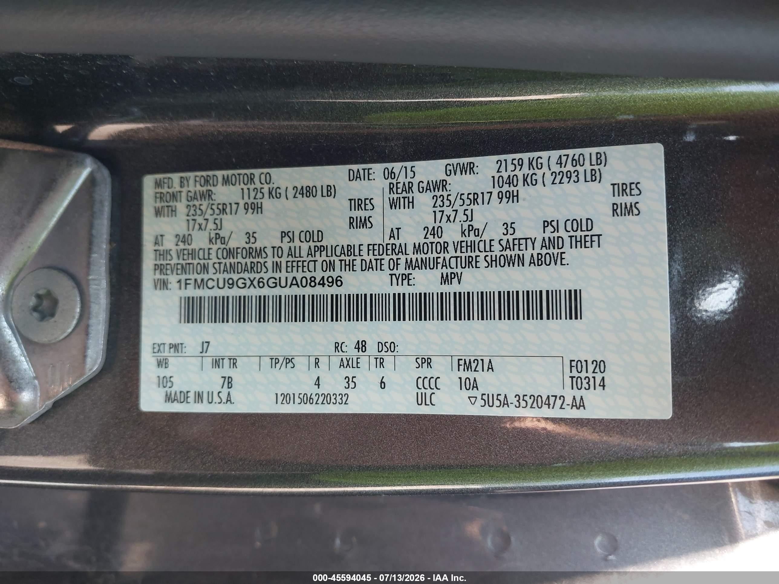2016 Ford Escape Se Gray vin: 1FMCU9GX6GUA08496