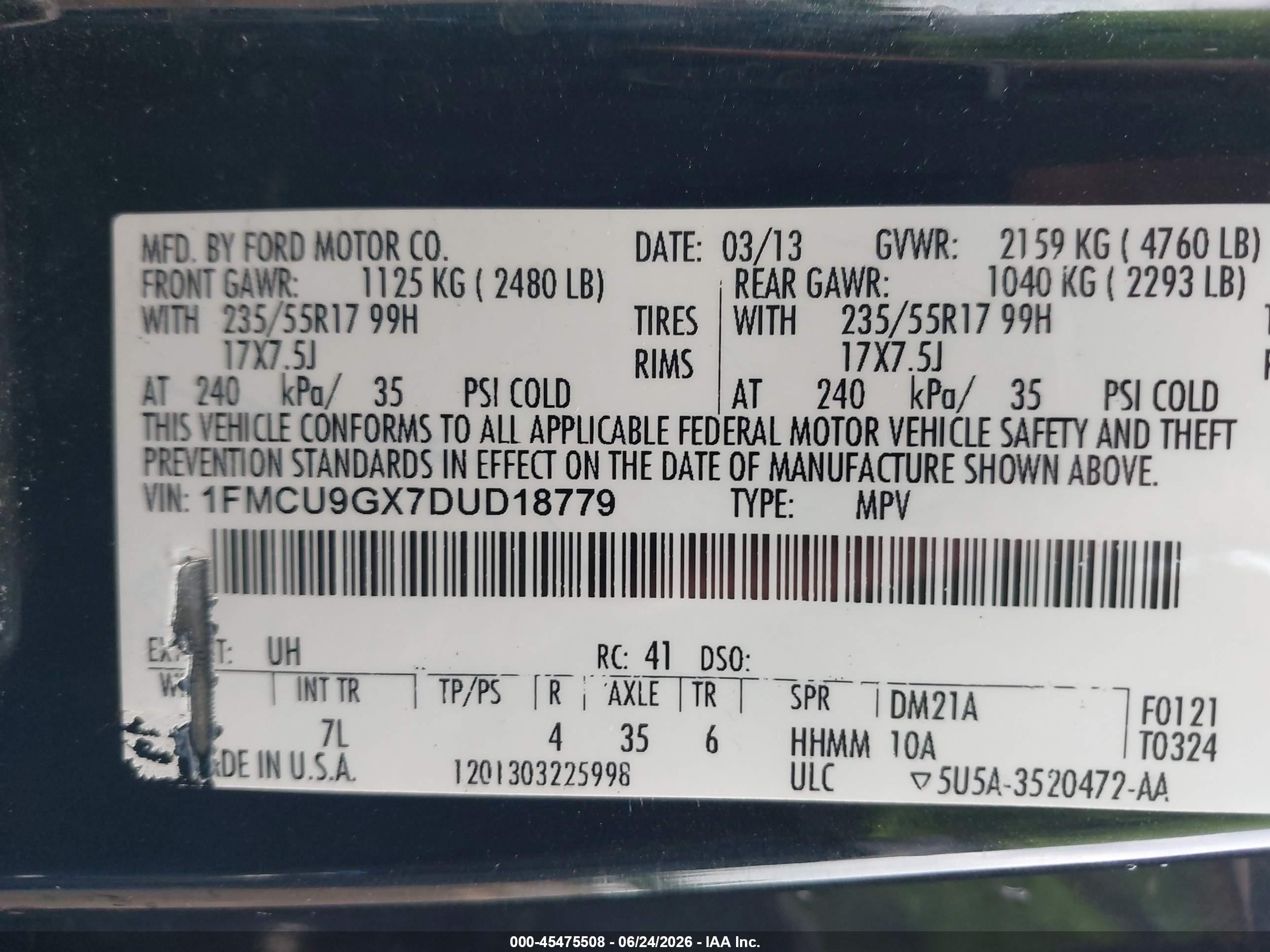 2013 Ford Escape Se Черный vin: 1FMCU9GX7DUD18779