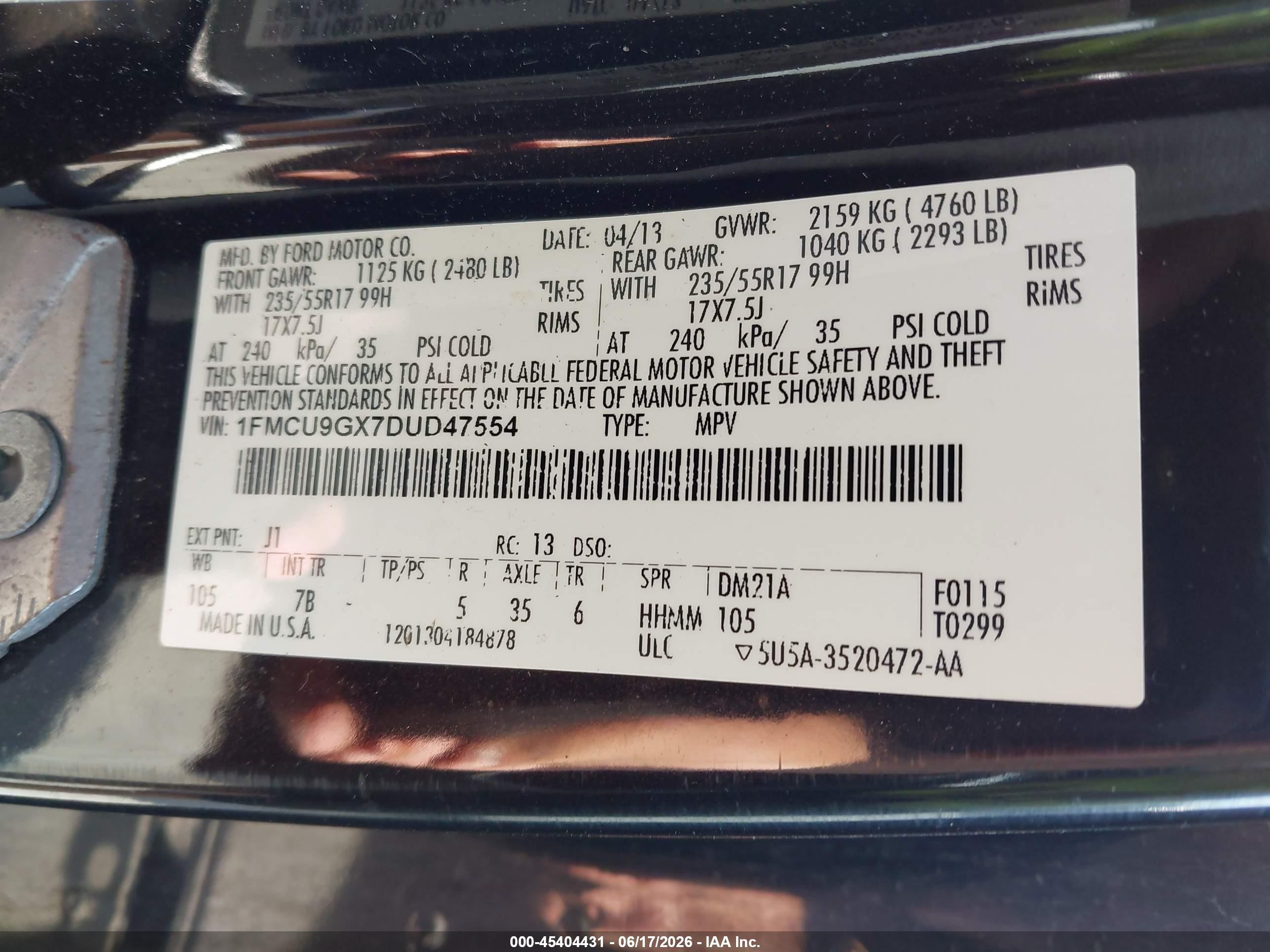 2013 Ford Escape Se Black vin: 1FMCU9GX7DUD47554