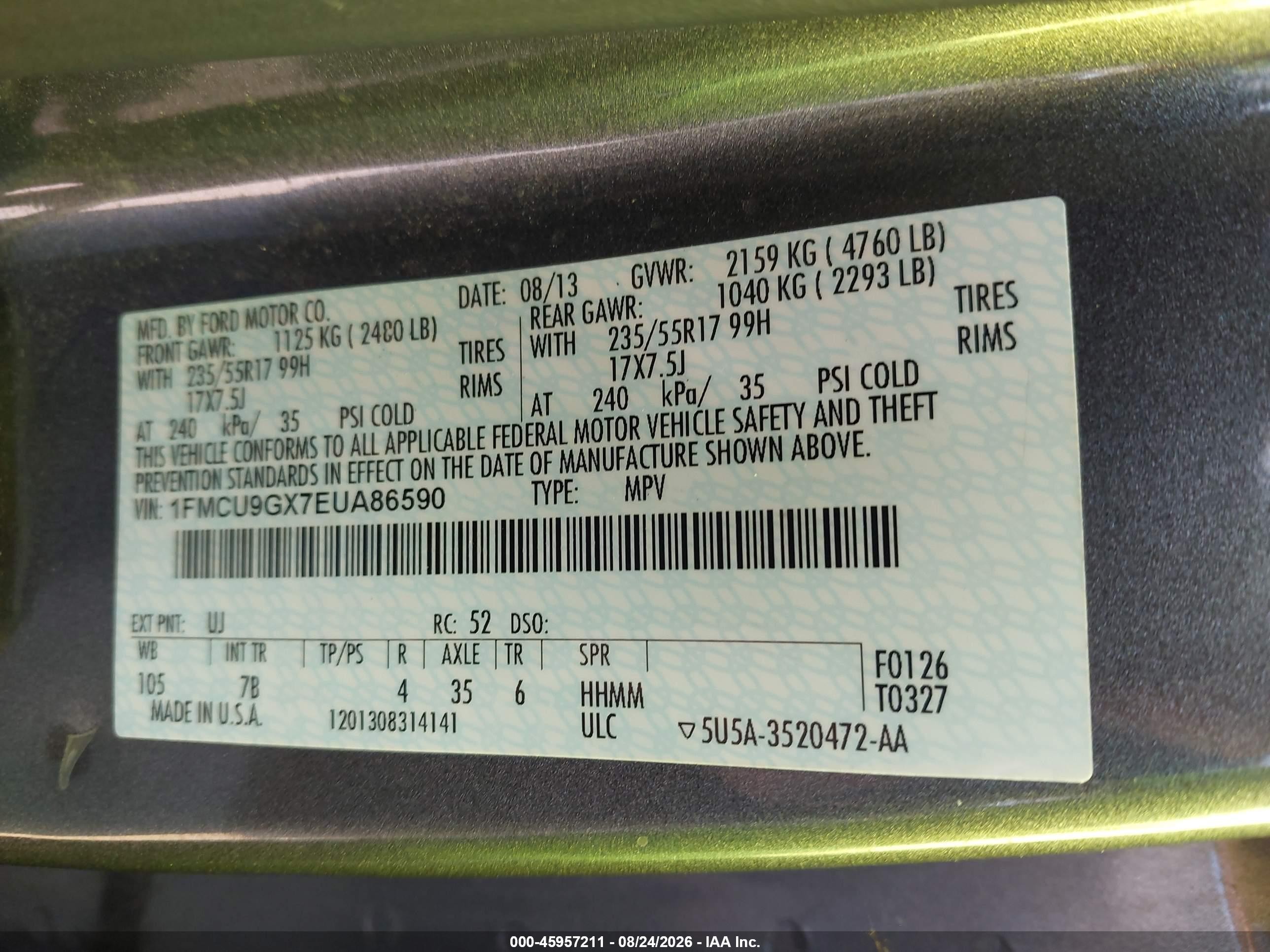 2014 Ford Escape Se Gray vin: 1FMCU9GX7EUA86590
